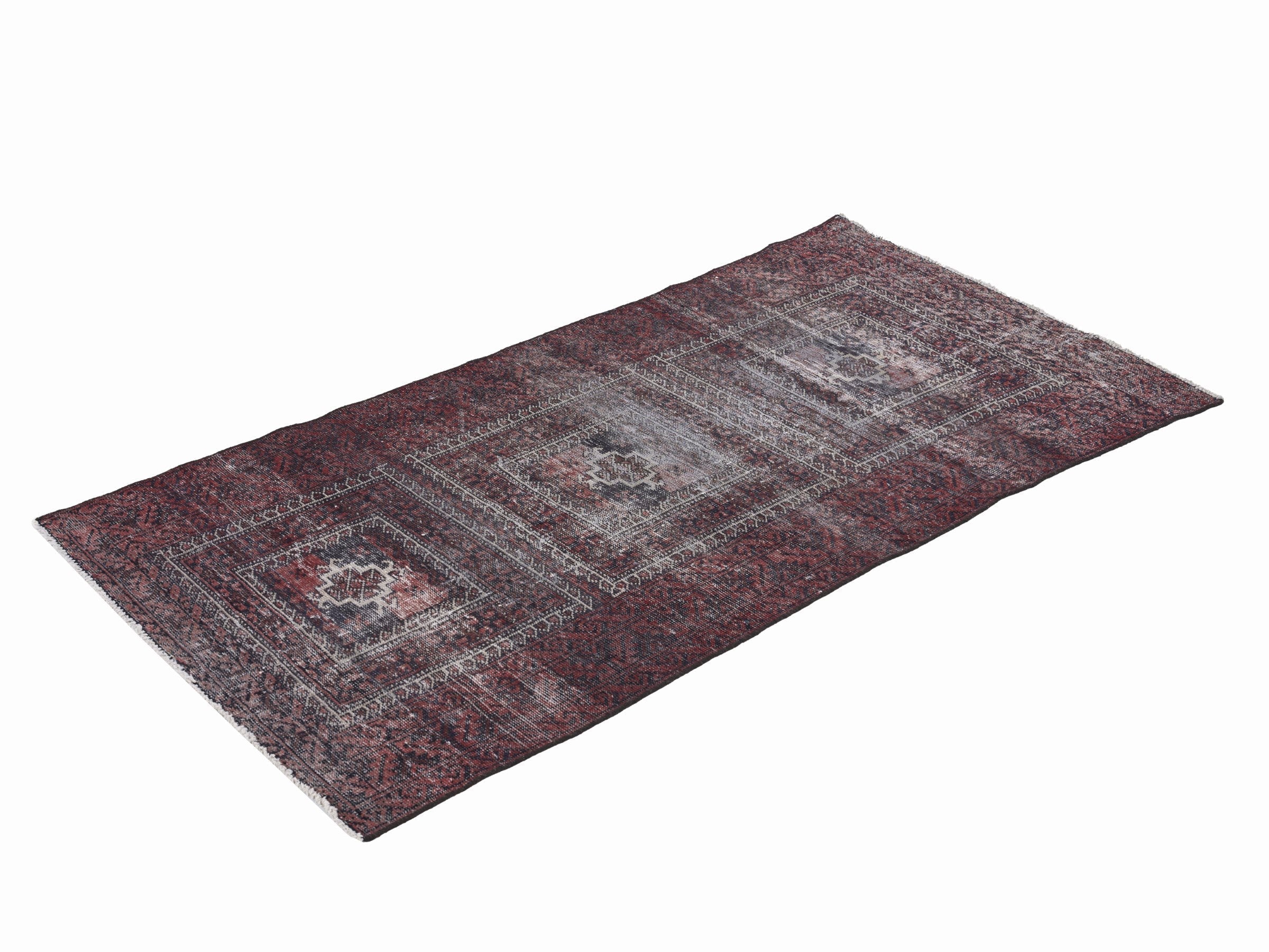 Persian Baluch area rug in burgundy and sage, view 3 of 10