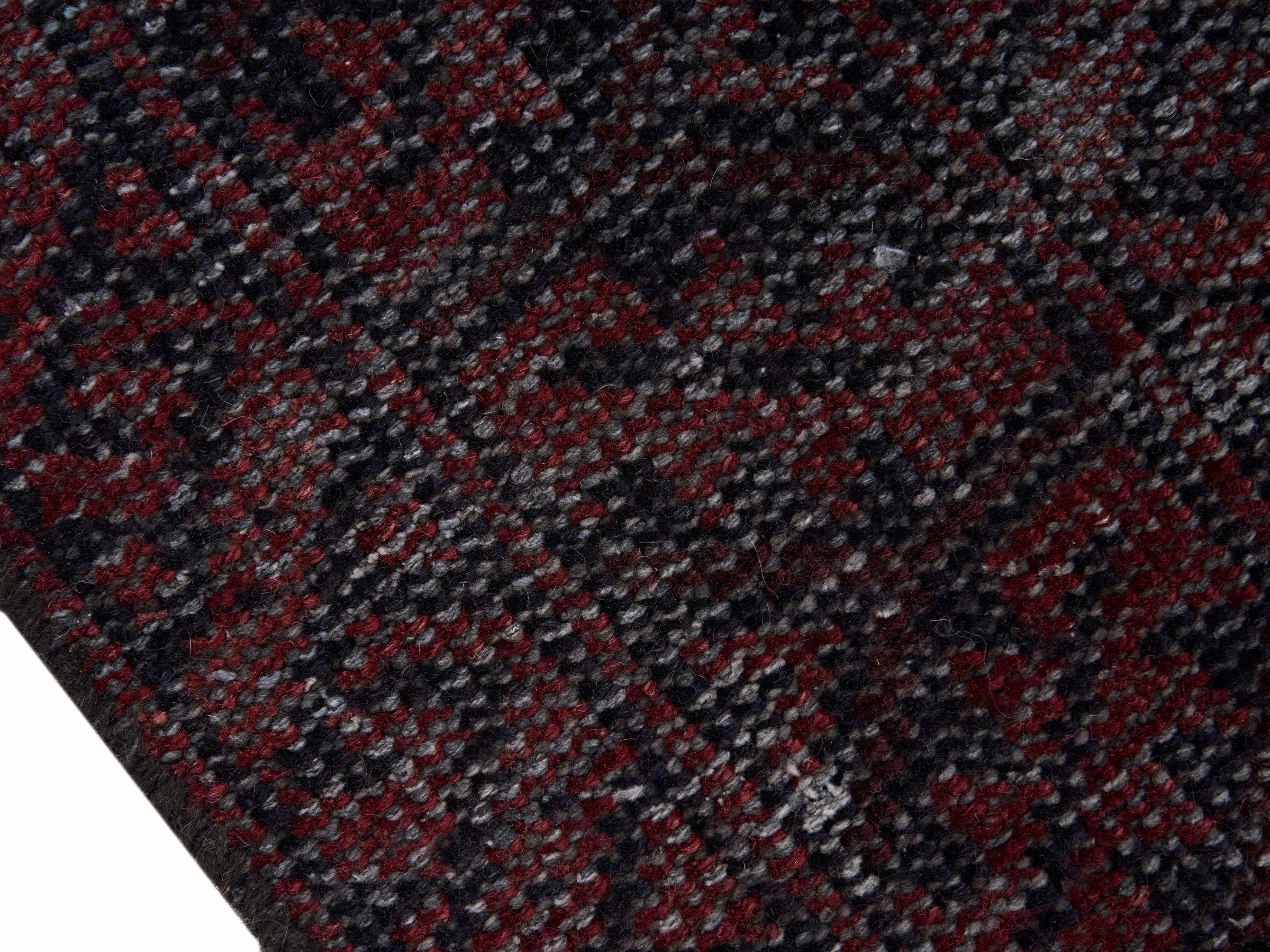 Persian Baluch area rug in burgundy and sage, view 6 of 10