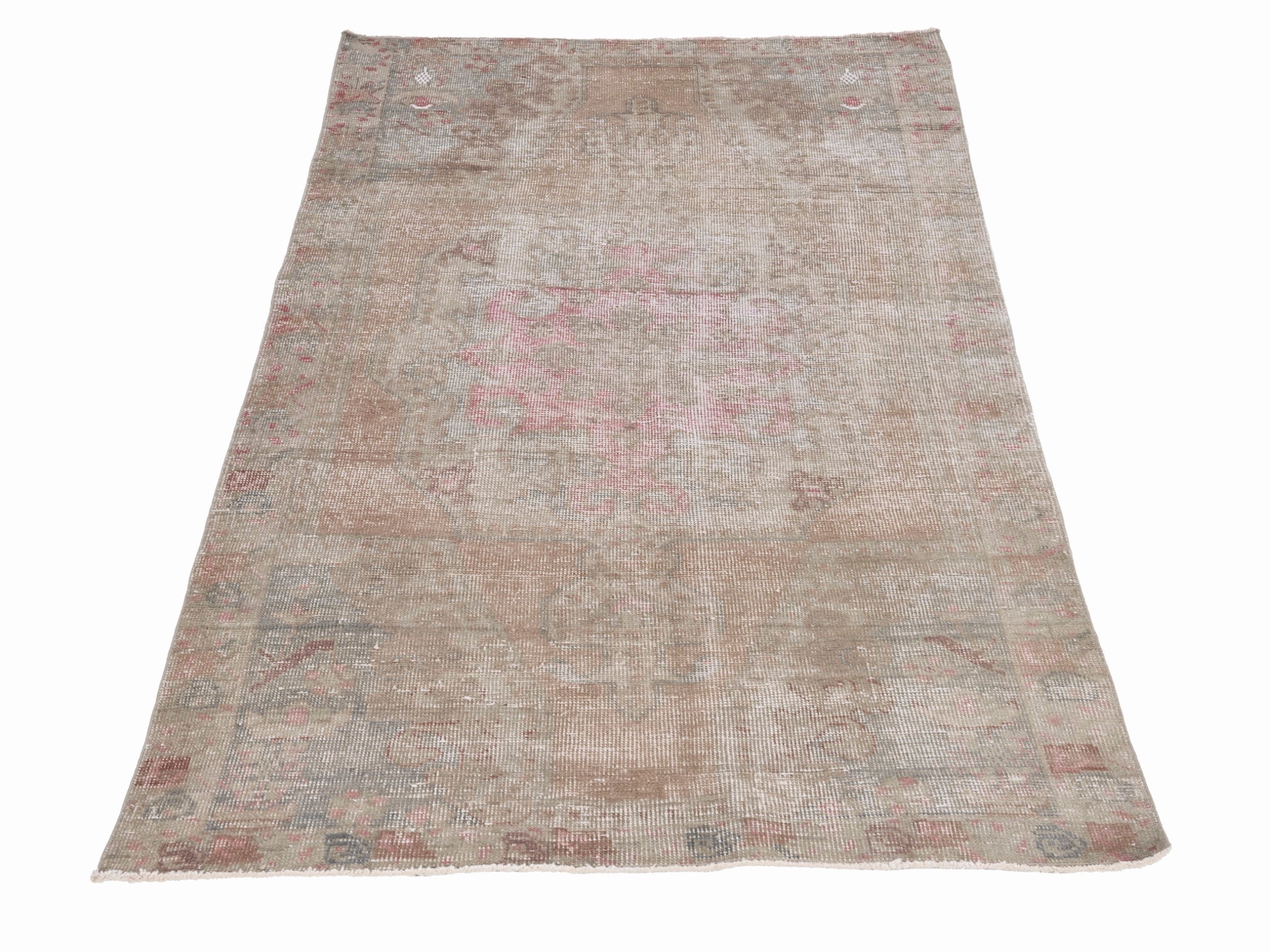 Turkish Anatolian area rug in muted pink and taupe, view 2 of 10