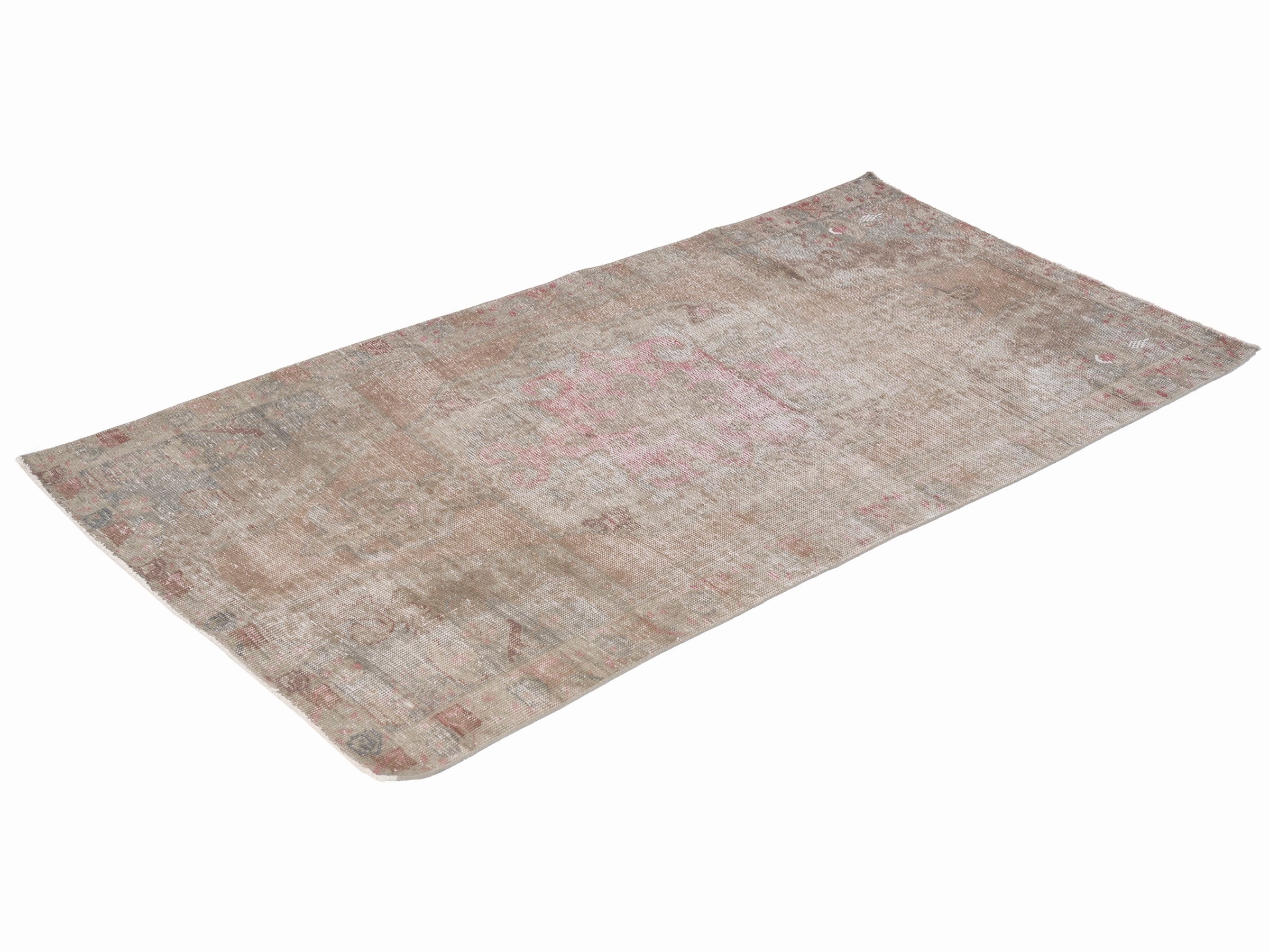 Turkish Anatolian area rug in muted pink and taupe, view 3 of 10