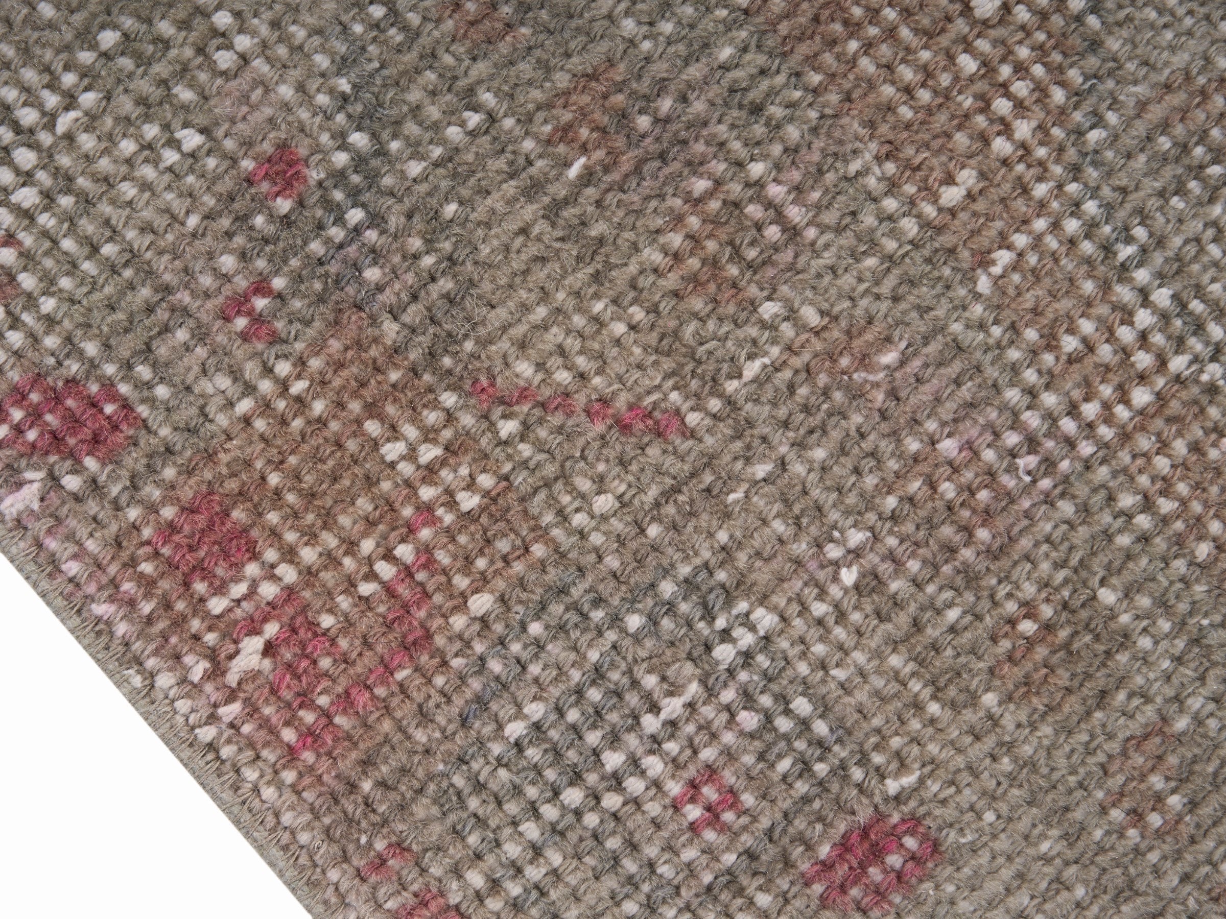 Turkish Anatolian area rug in muted pink and taupe, view 6 of 10