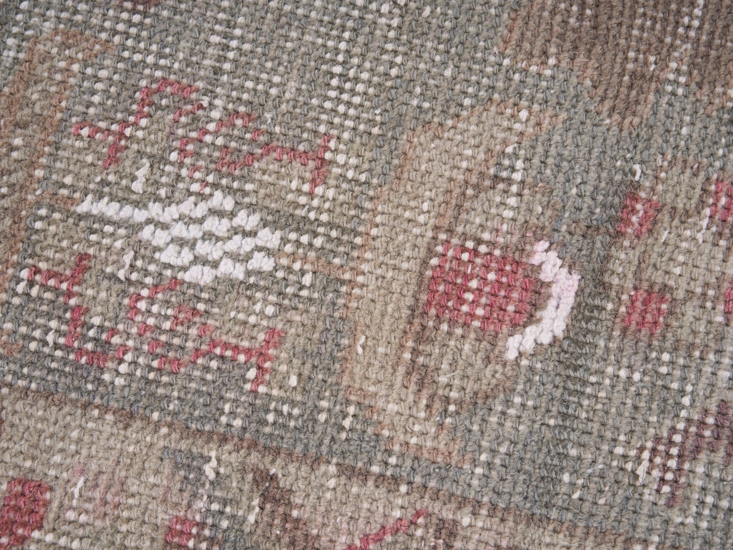 Turkish Anatolian area rug in muted pink and taupe, view 7 of 10