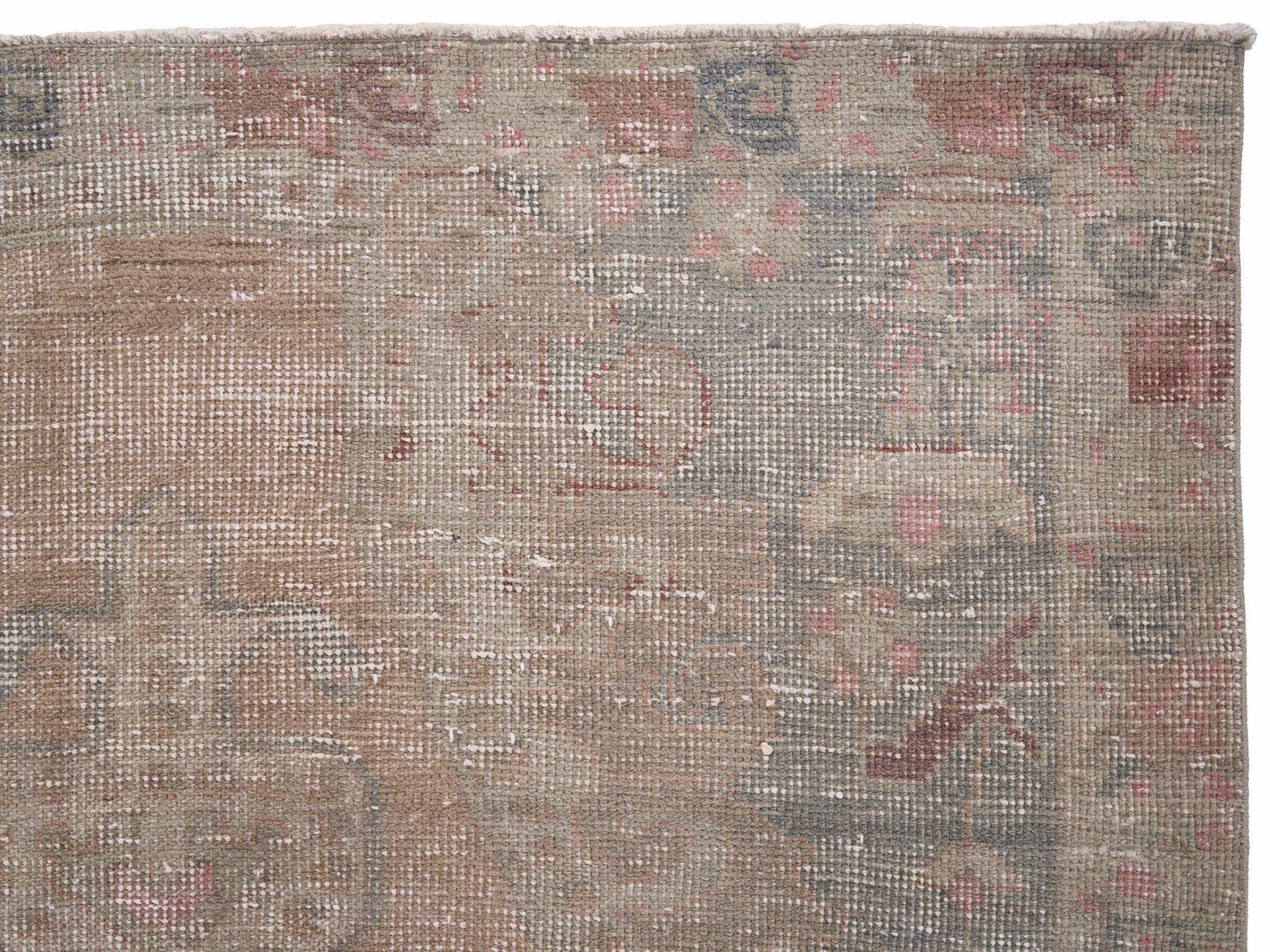 Turkish Anatolian area rug in muted pink and taupe, view 8 of 10