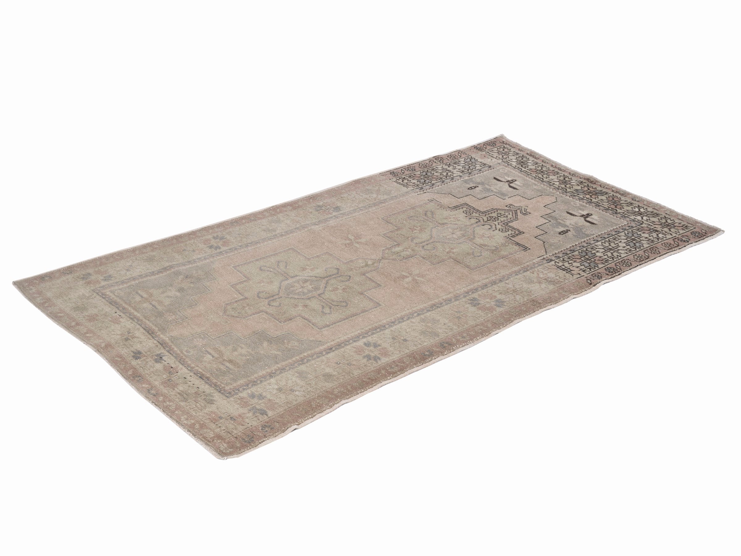 Turkish Anatolian area rug in taupe and greige, view 3 of 10