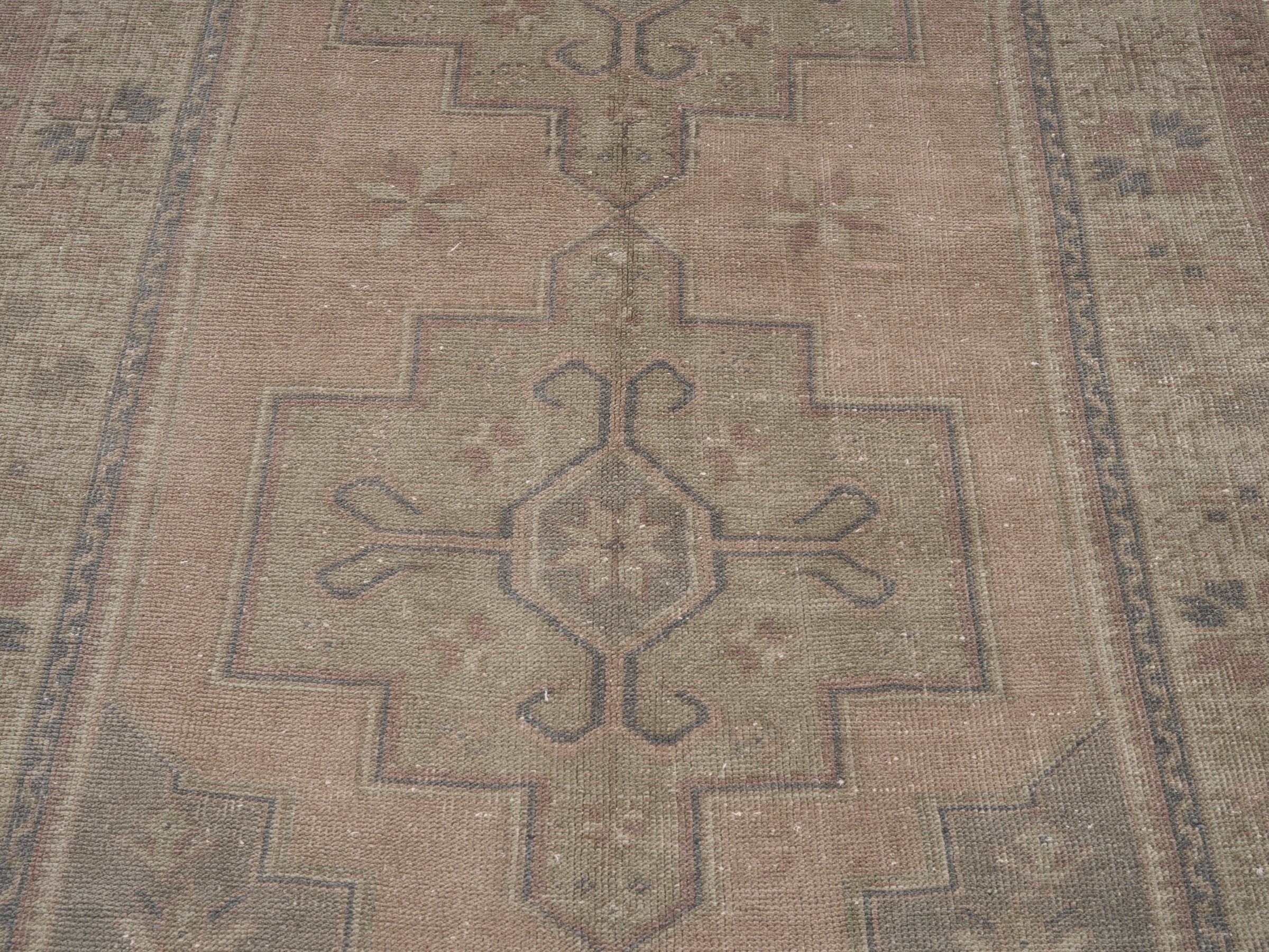 Turkish Anatolian area rug in taupe and greige, view 4 of 10