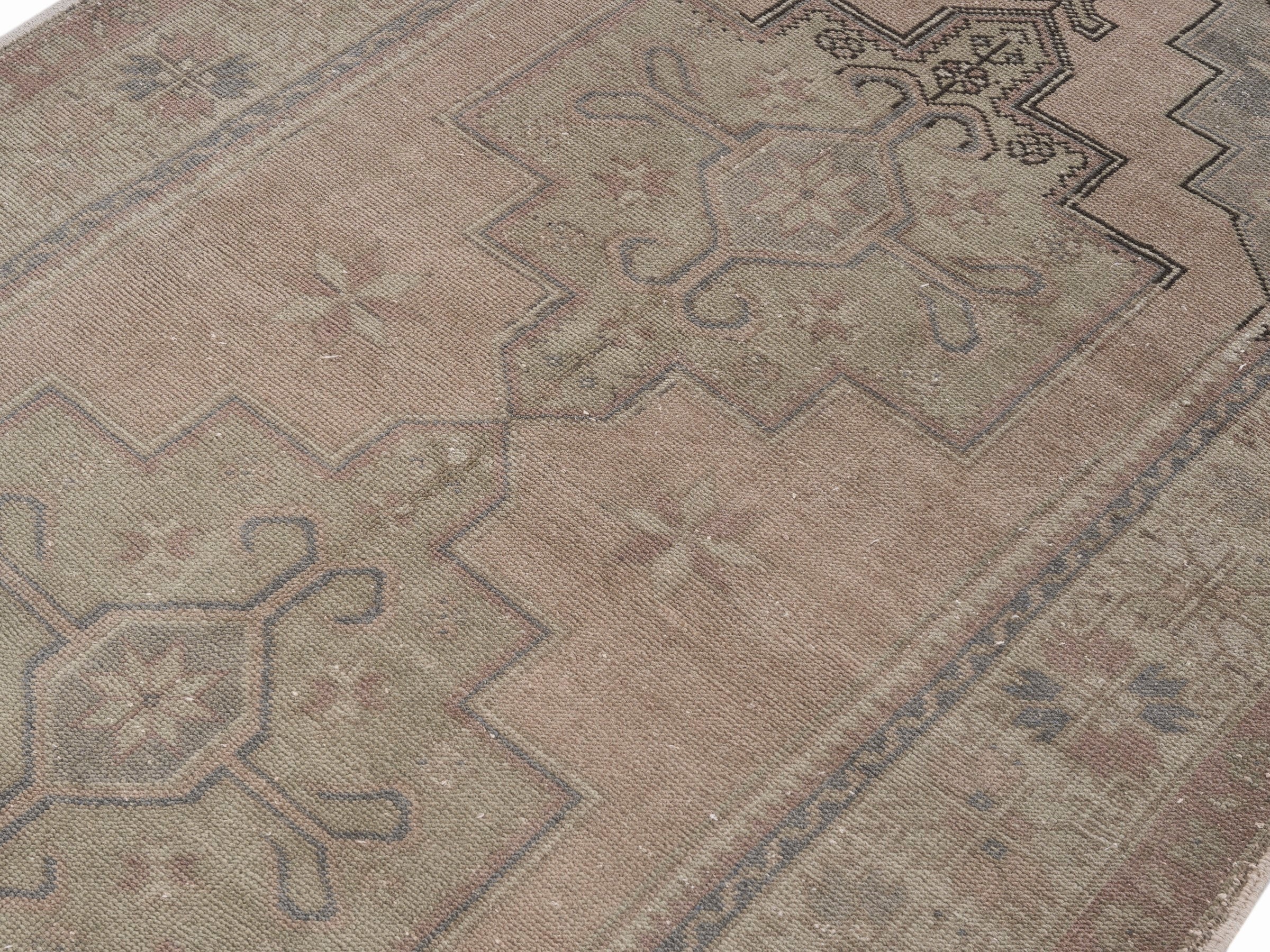 Turkish Anatolian area rug in taupe and greige, view 5 of 10