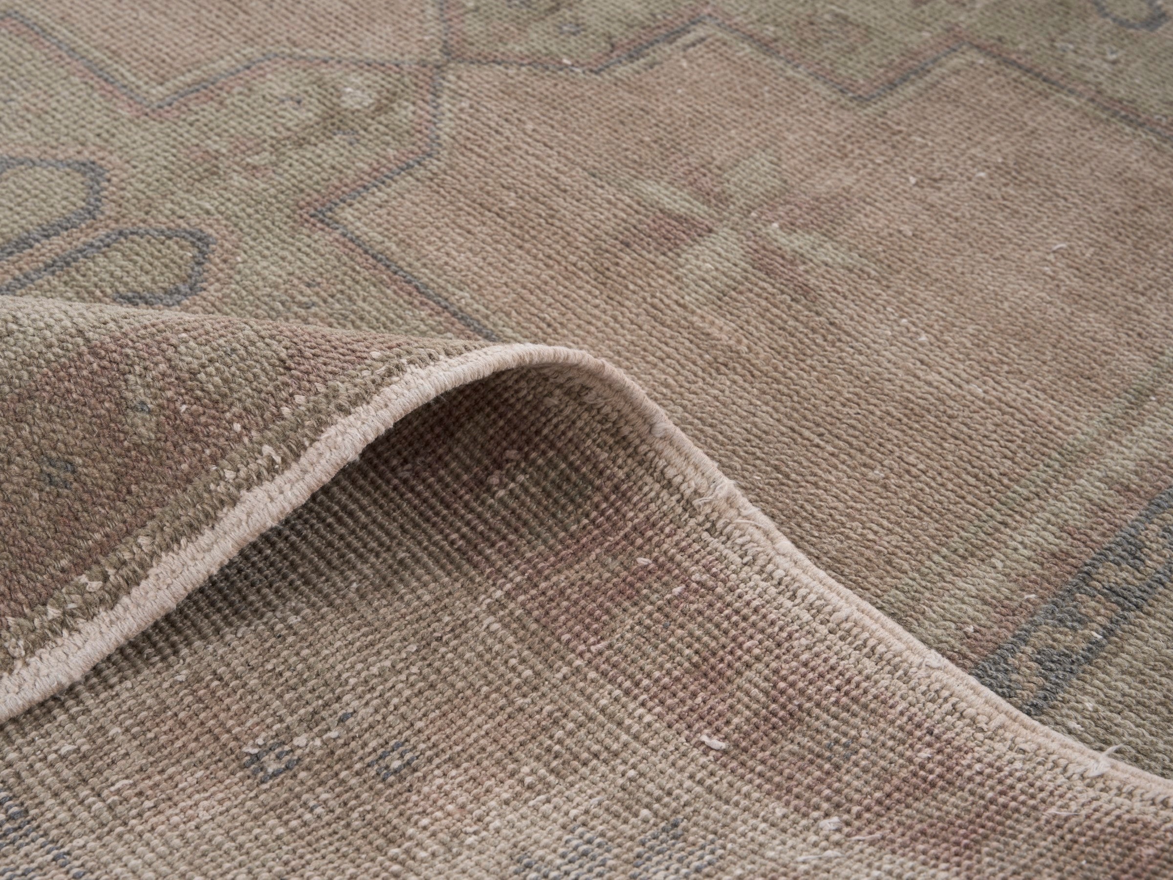 Turkish Anatolian area rug in taupe and greige, view 9 of 10