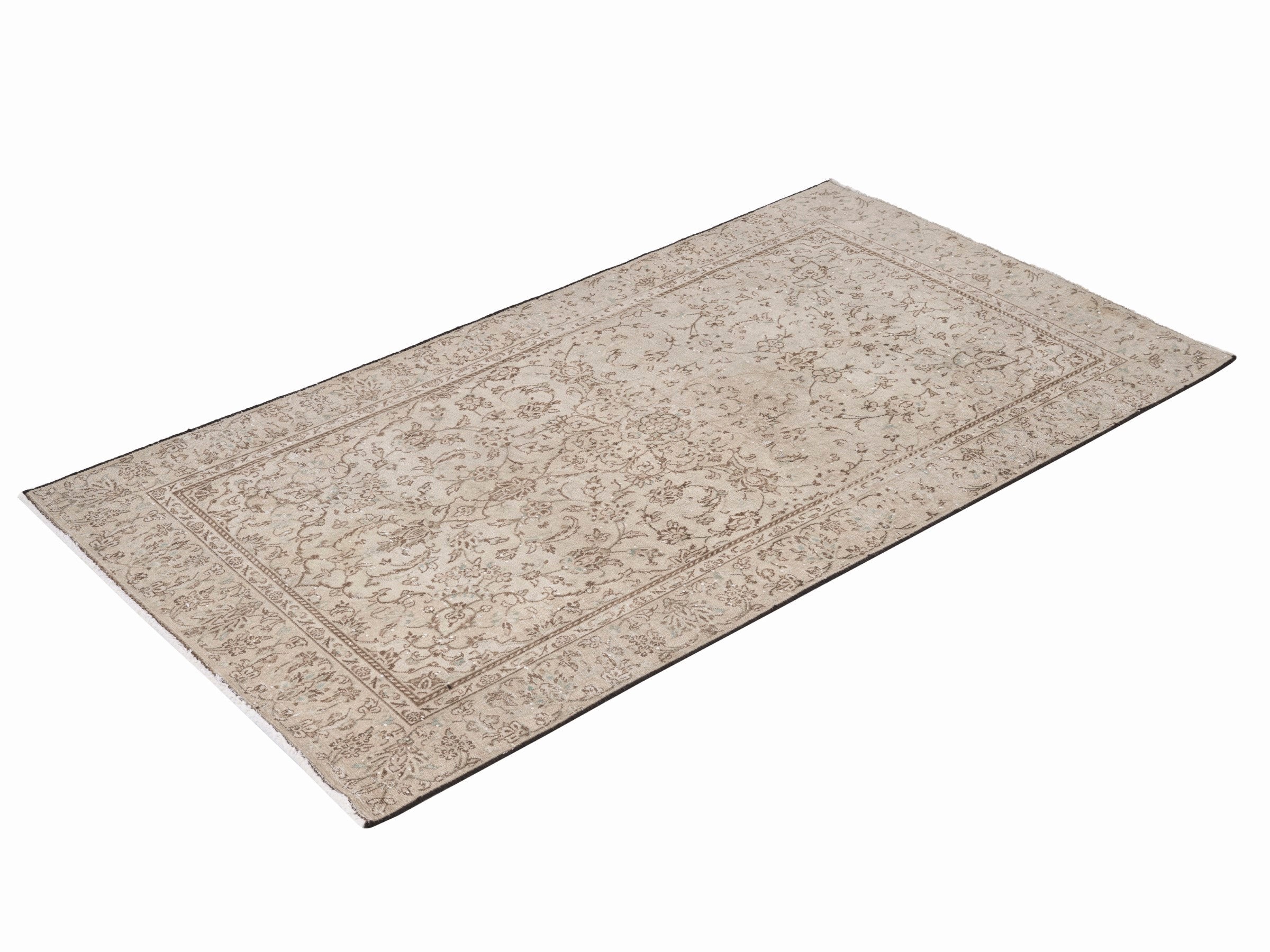 Persian Kashan area rug in greige and taupe, view 3 of 10