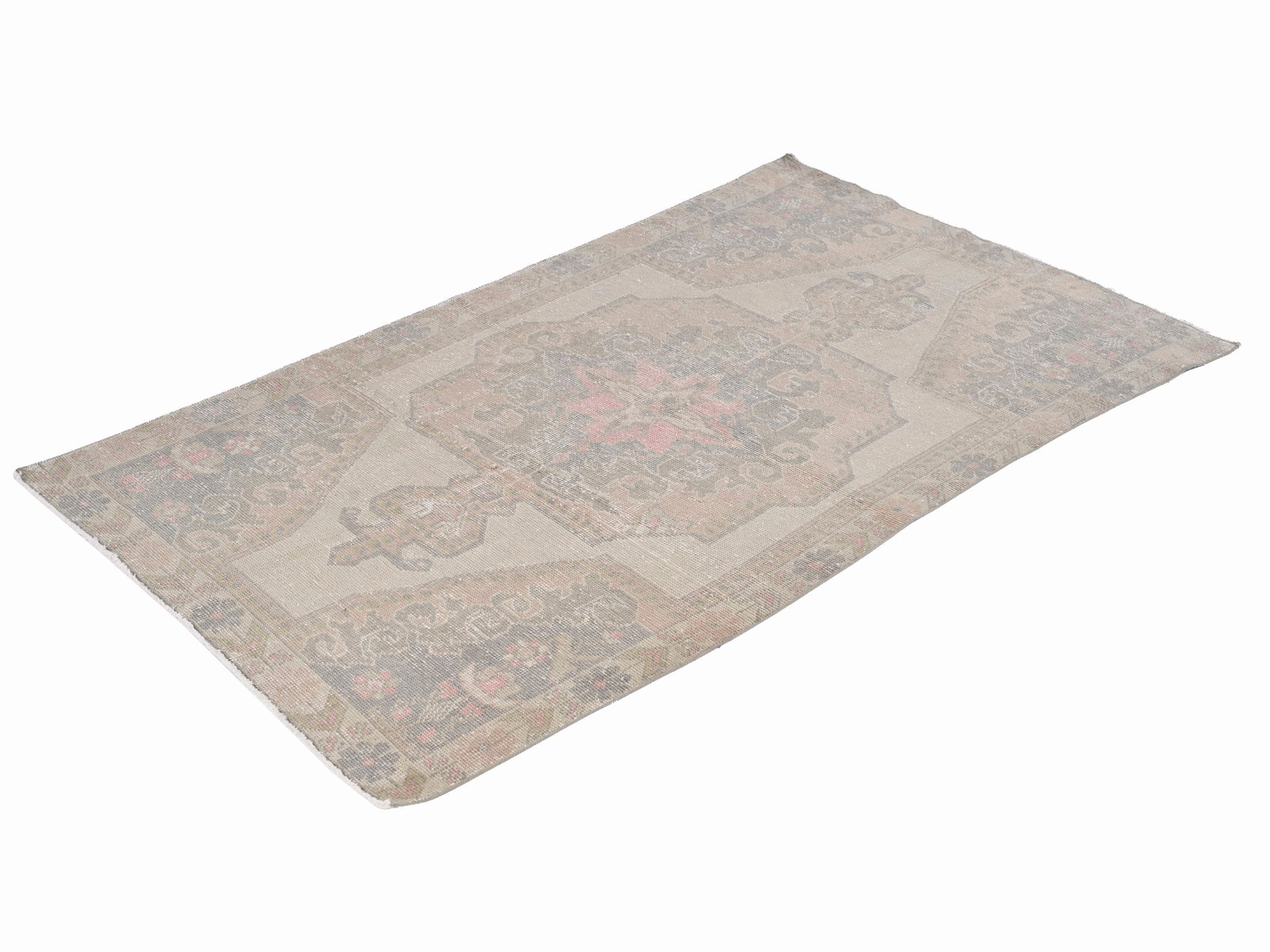 Turkish Anatolian area rug in taupe and greige, view 3 of 10