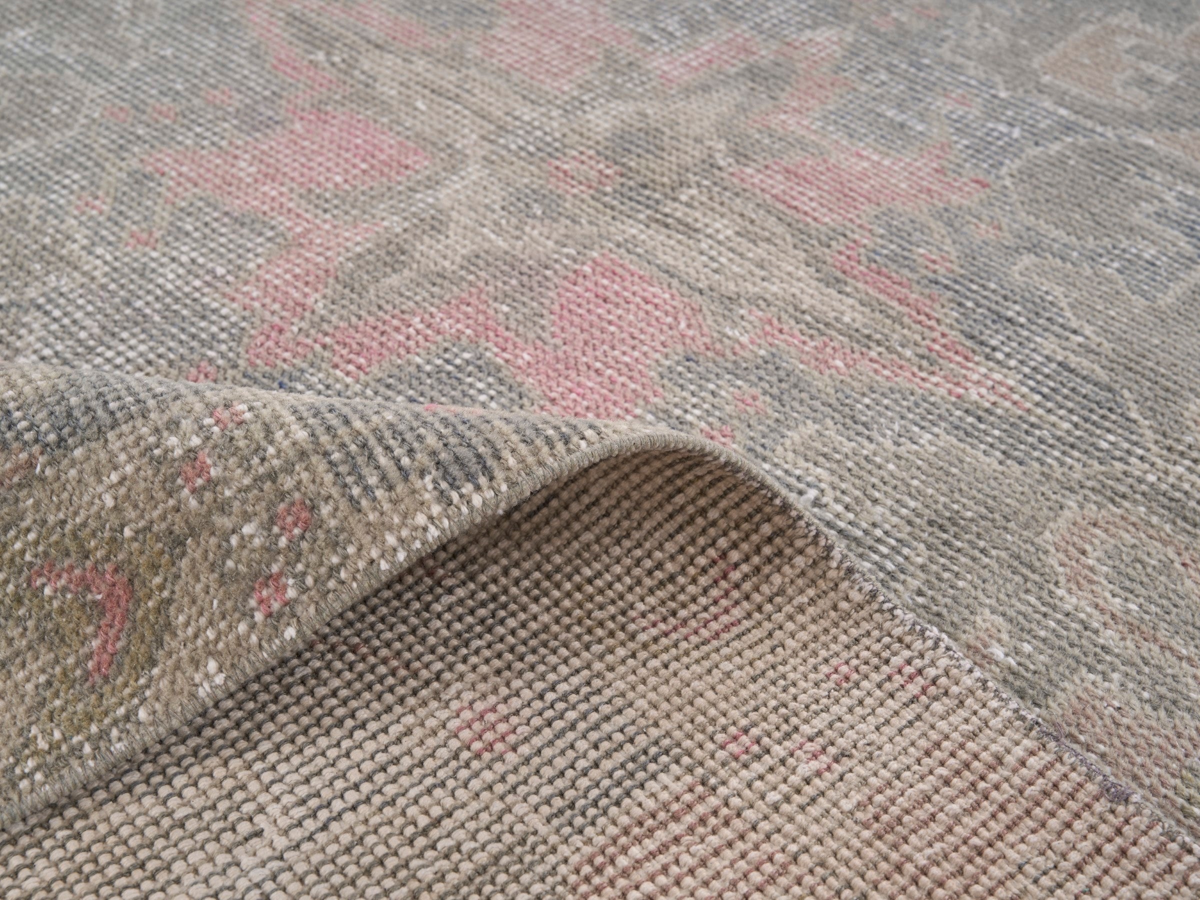 Turkish Anatolian area rug in taupe and greige, view 9 of 10