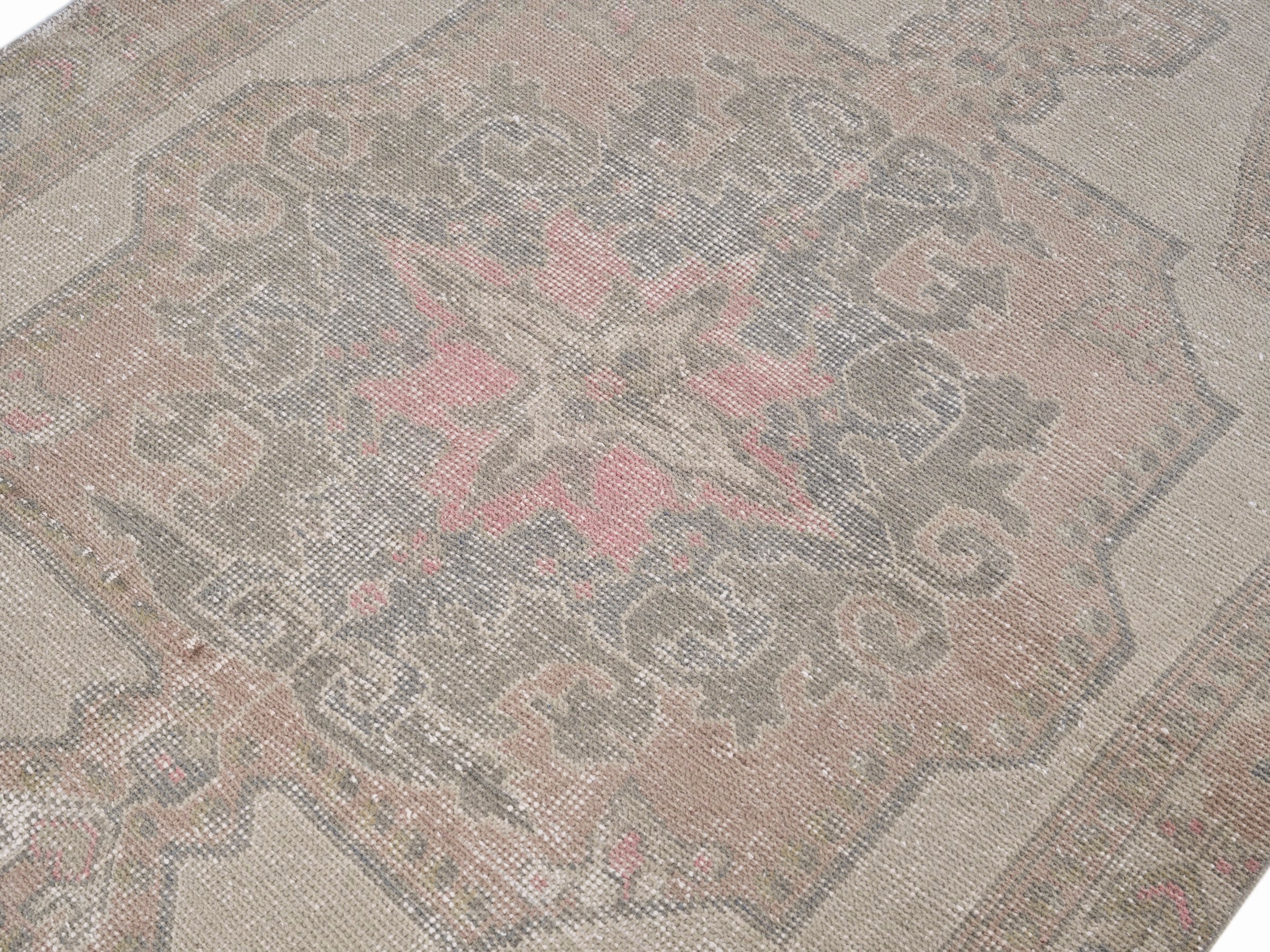 Turkish Anatolian area rug in taupe and greige, view 5 of 10