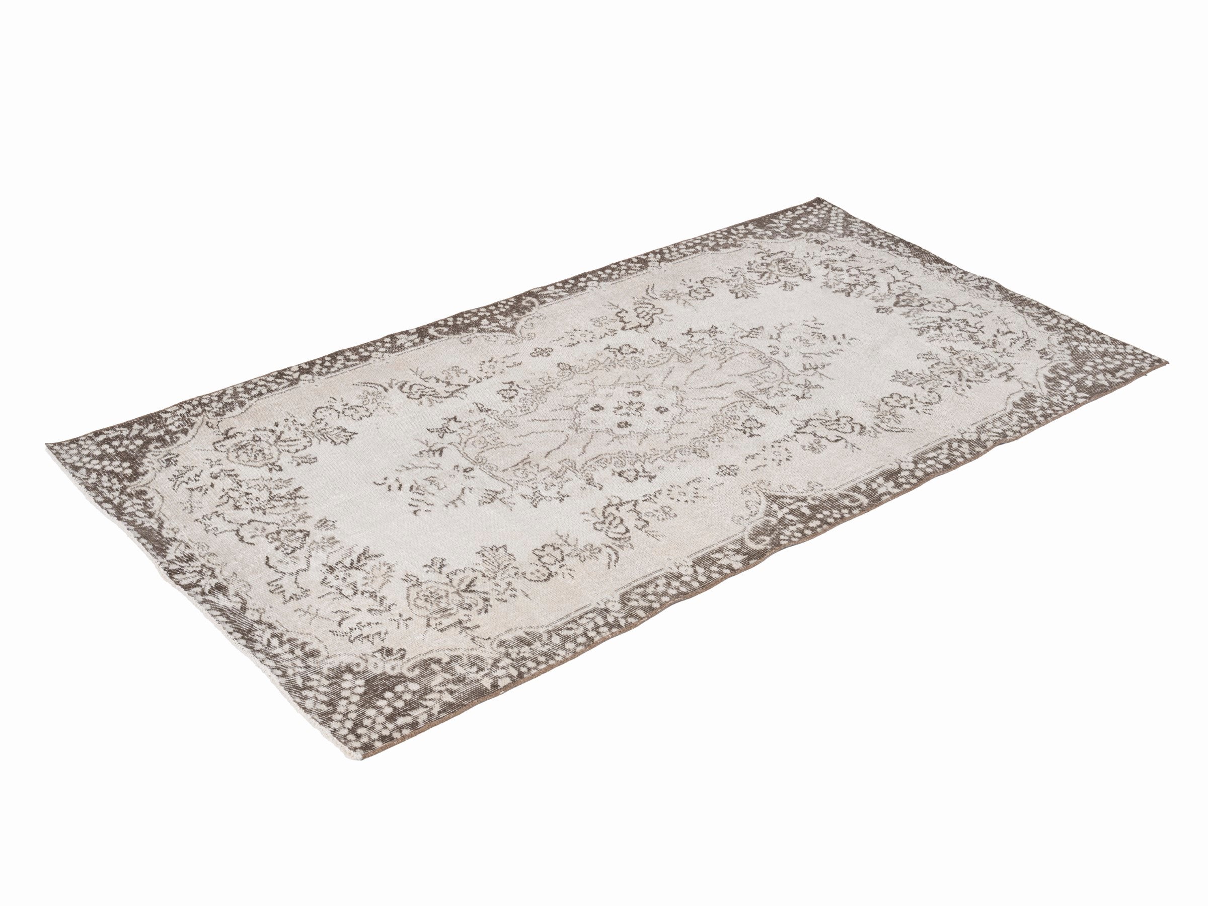 Turkish Isparta area rug in cream and taupe, view 3 of 10
