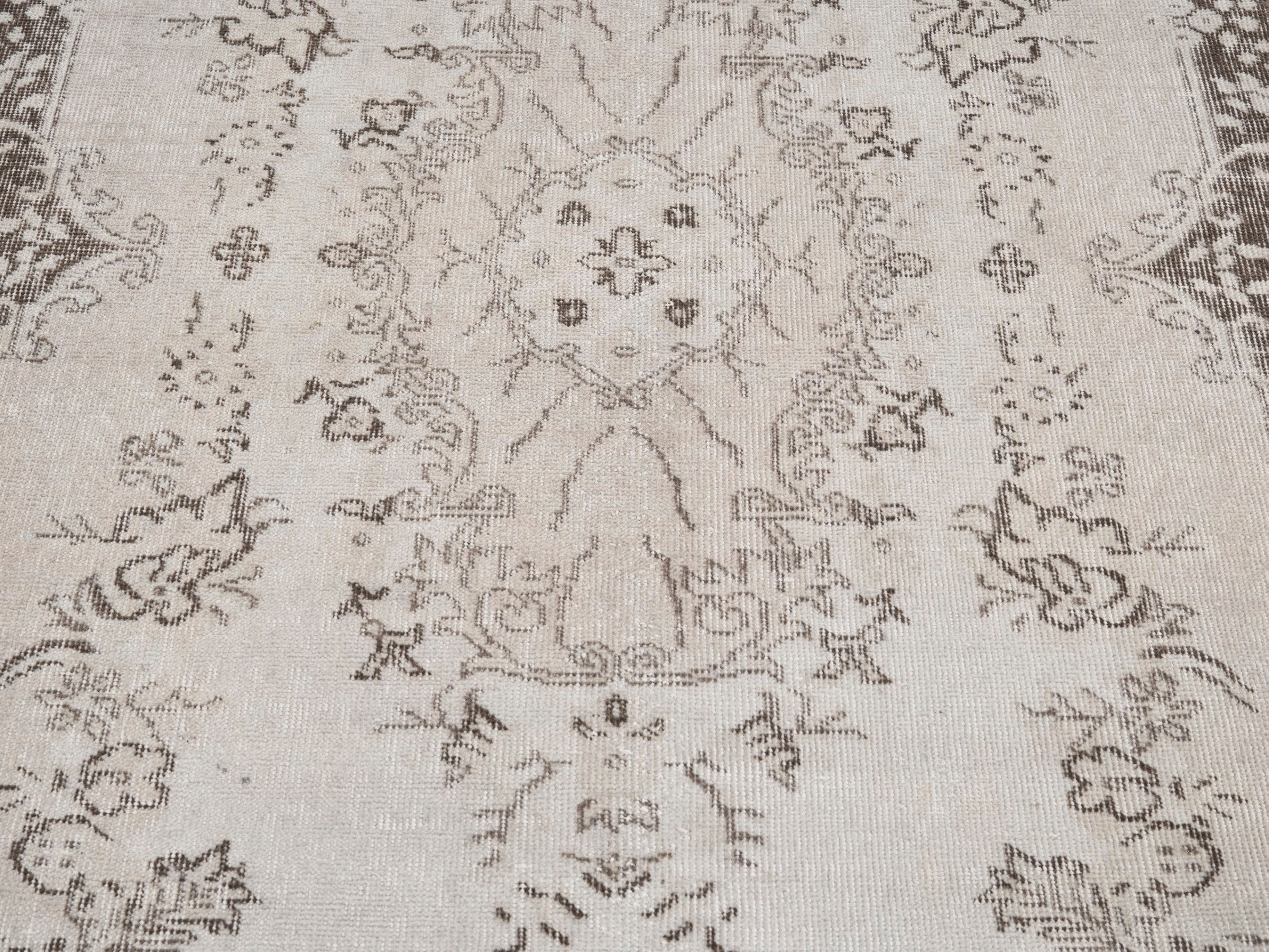Turkish Isparta area rug in cream and taupe, view 4 of 10