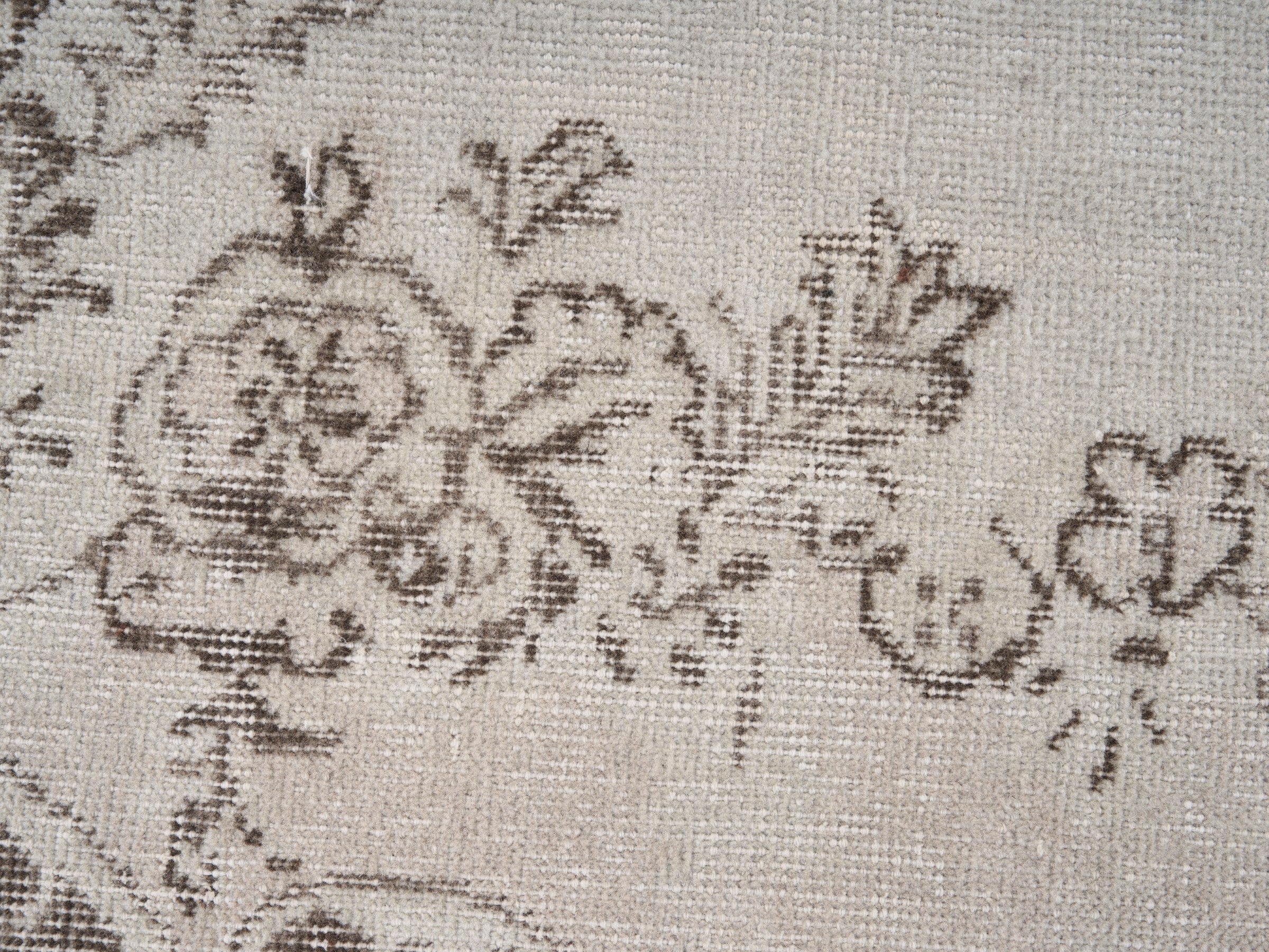 Turkish Isparta area rug in cream and taupe, view 7 of 10