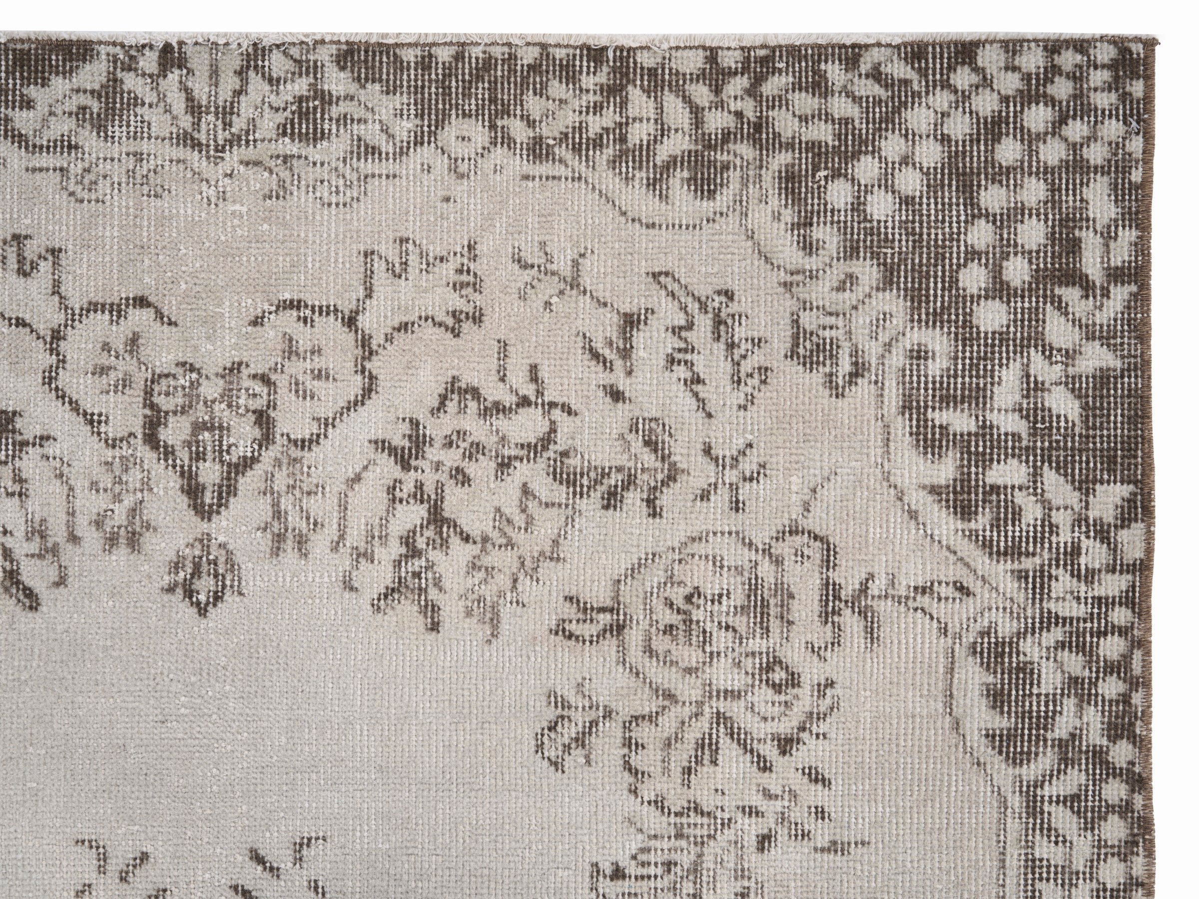 Turkish Isparta area rug in cream and taupe, view 8 of 10