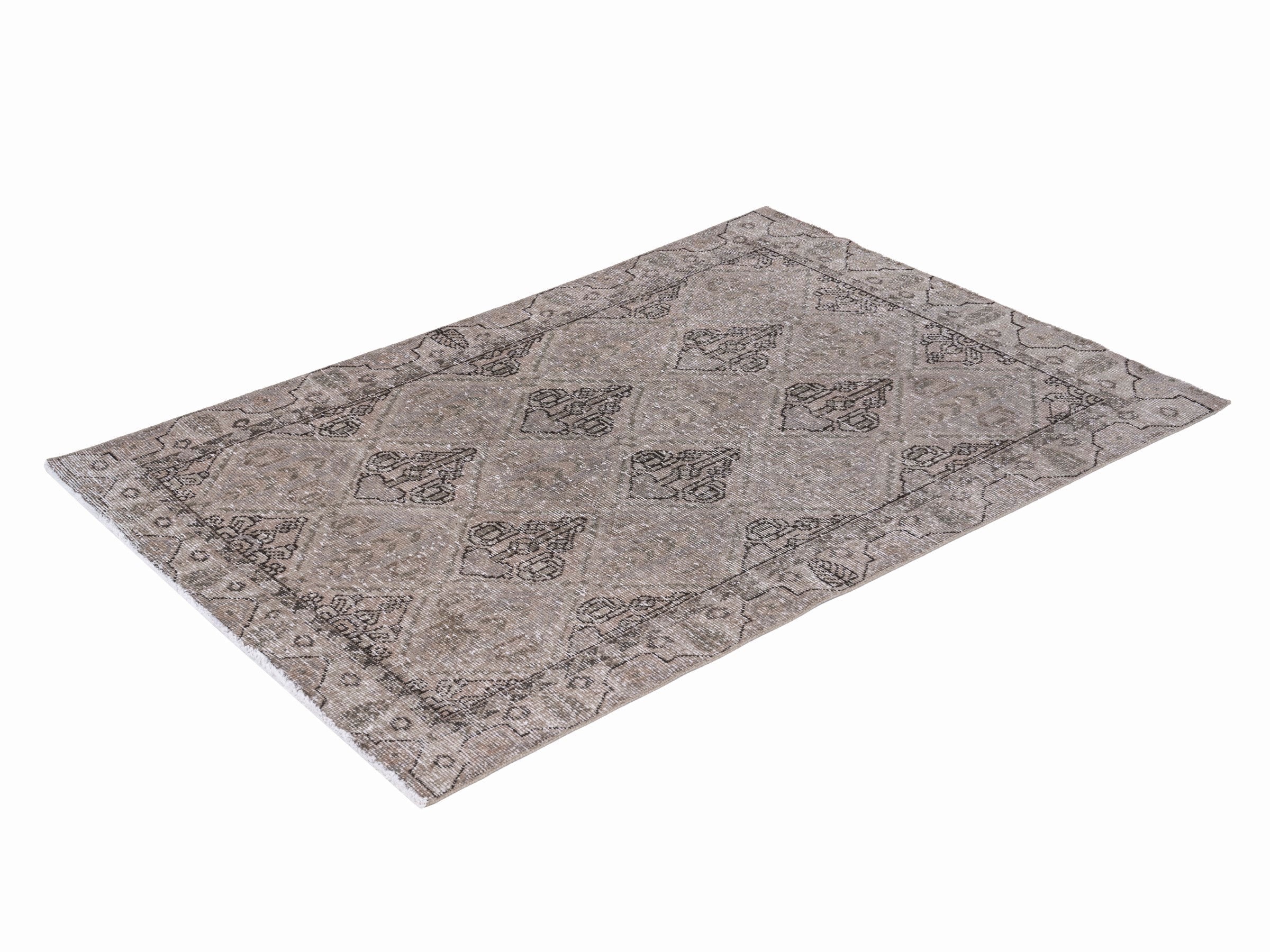 Persian Bakhtiari accent rug in taupe and greige, view 2 of 10