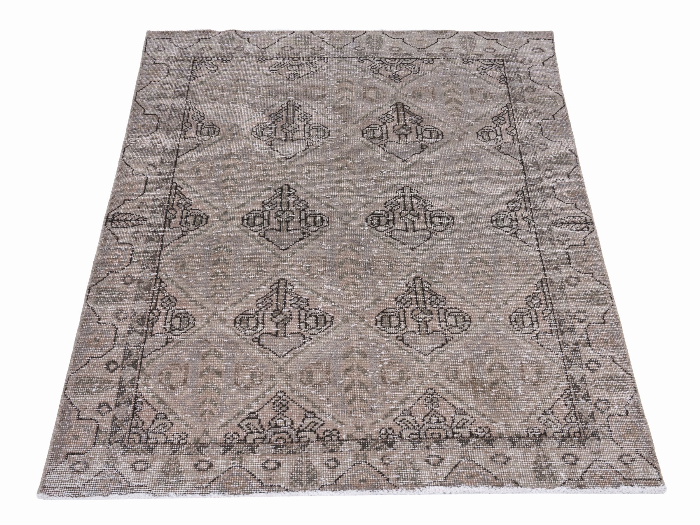 Persian Bakhtiari accent rug in taupe and greige, view 3 of 10