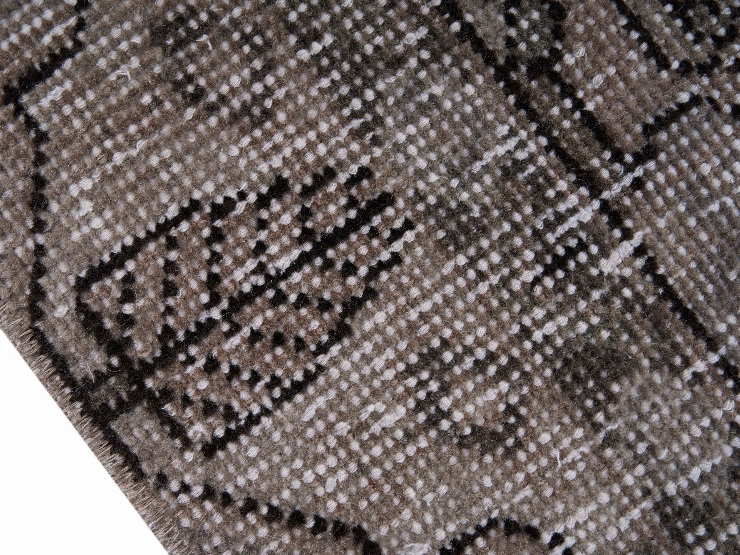 Persian Bakhtiari accent rug in taupe and greige, view 6 of 10