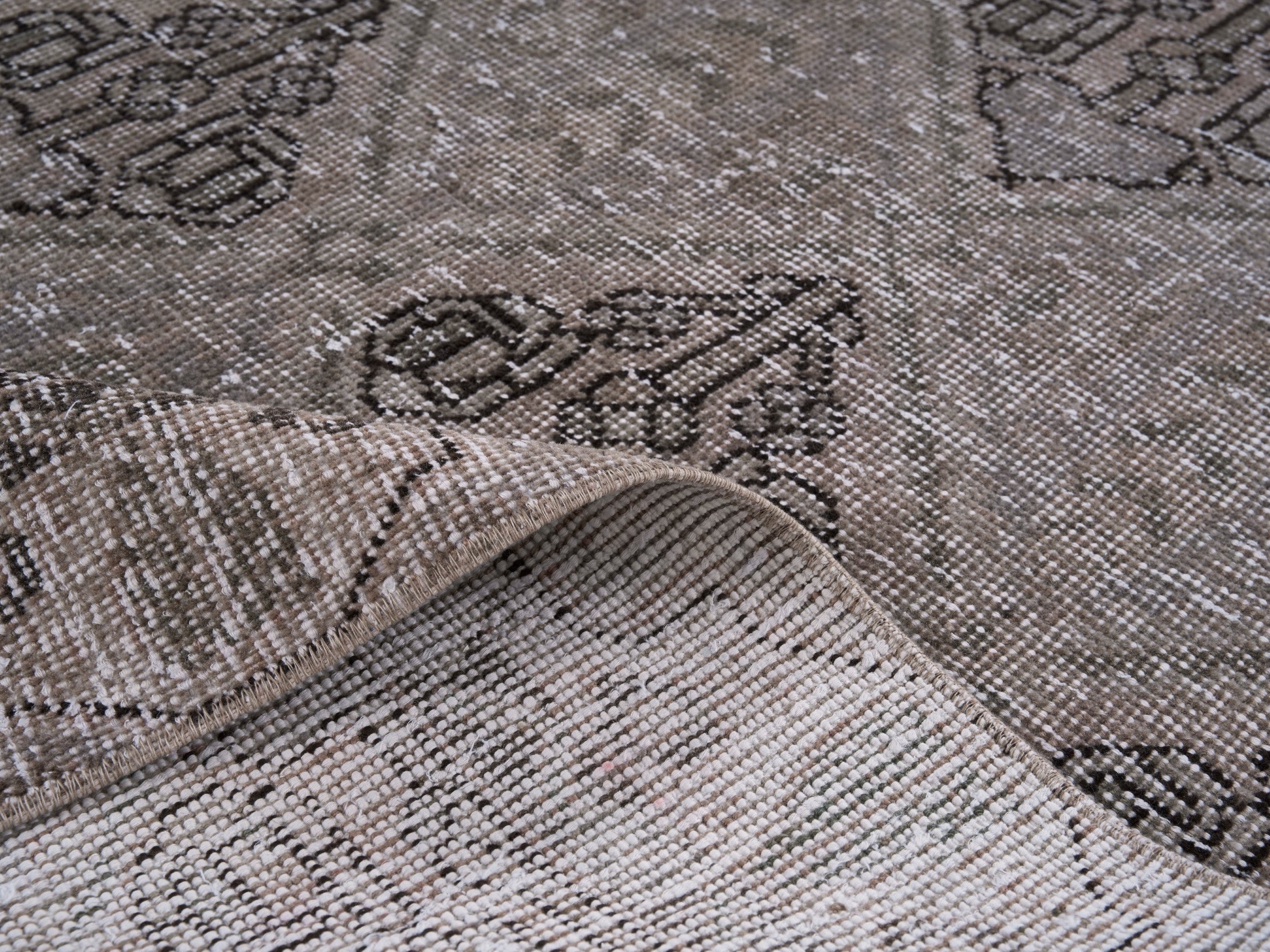Persian Bakhtiari accent rug in taupe and greige, view 9 of 10