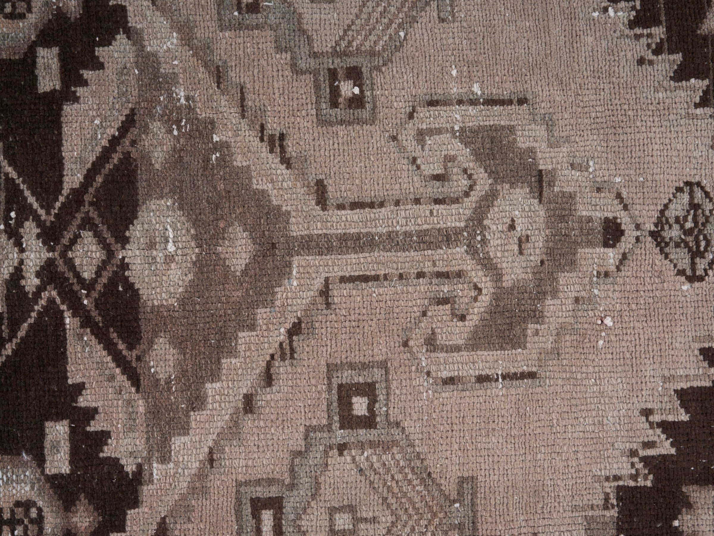 Persian Zanjan accent rug in muted pink and dark brown, view 7 of 10
