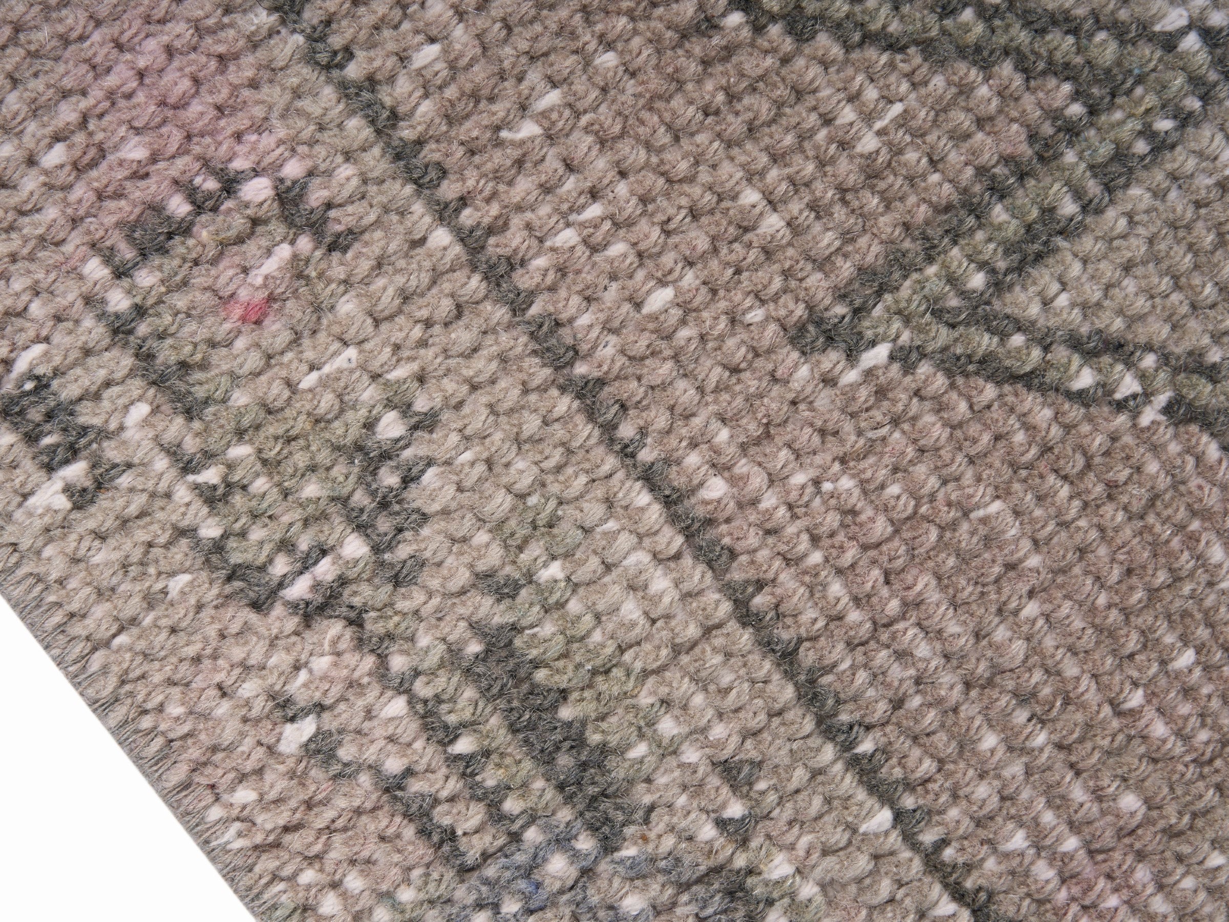 Turkish Anatolian area rug in beige and dusty blue, view 6 of 10