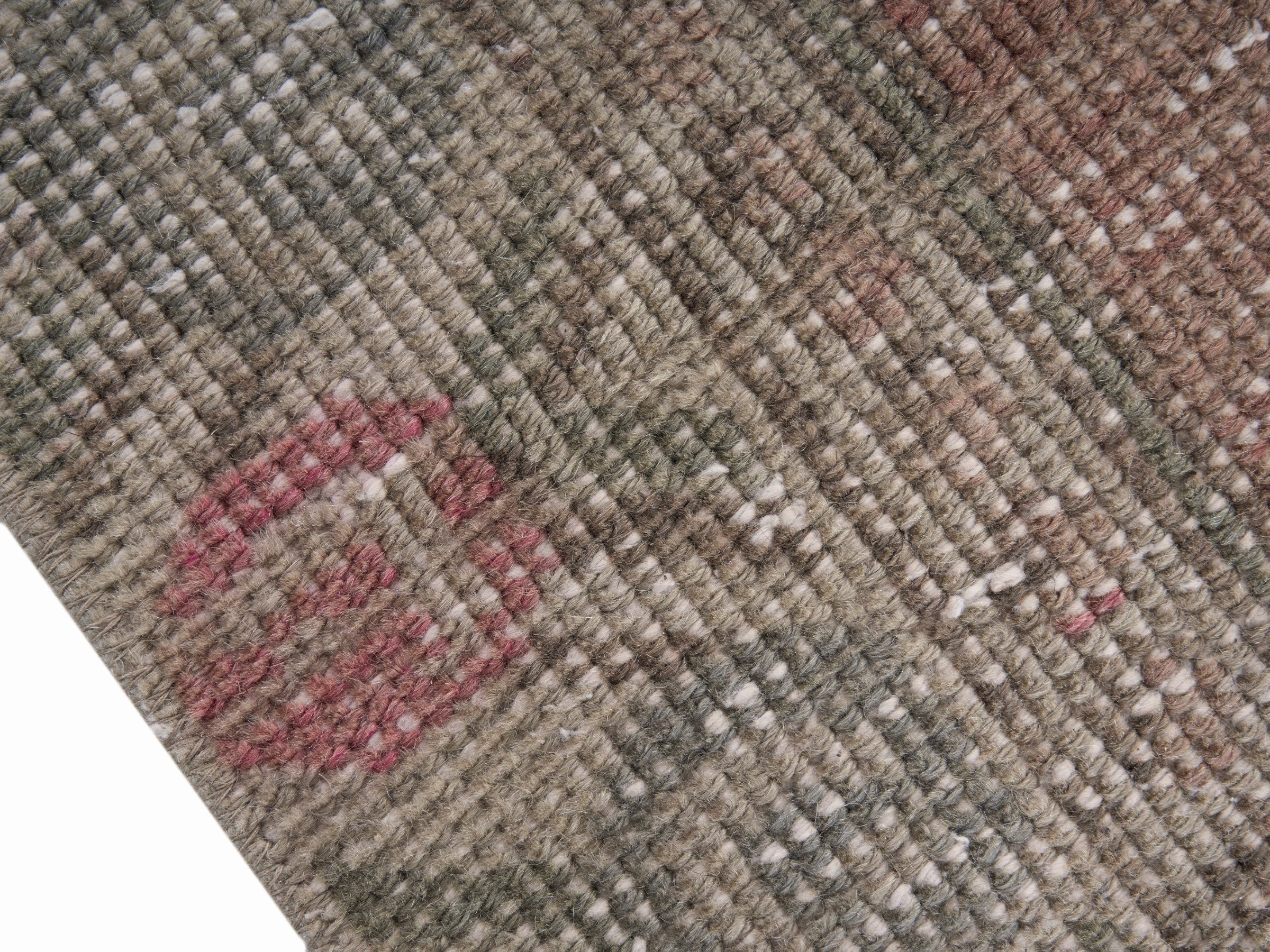 Turkish Anatolian area rug in cream and muted pink, view 6 of 10