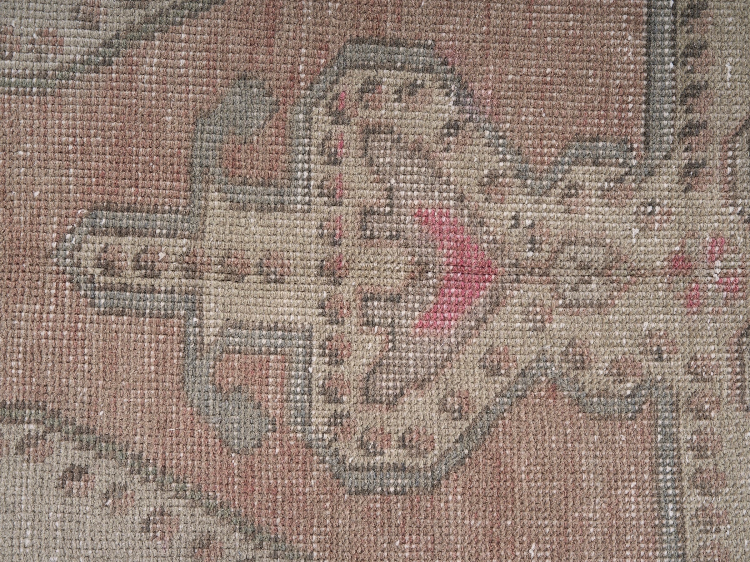 Turkish Anatolian area rug in cream and muted pink, view 7 of 10