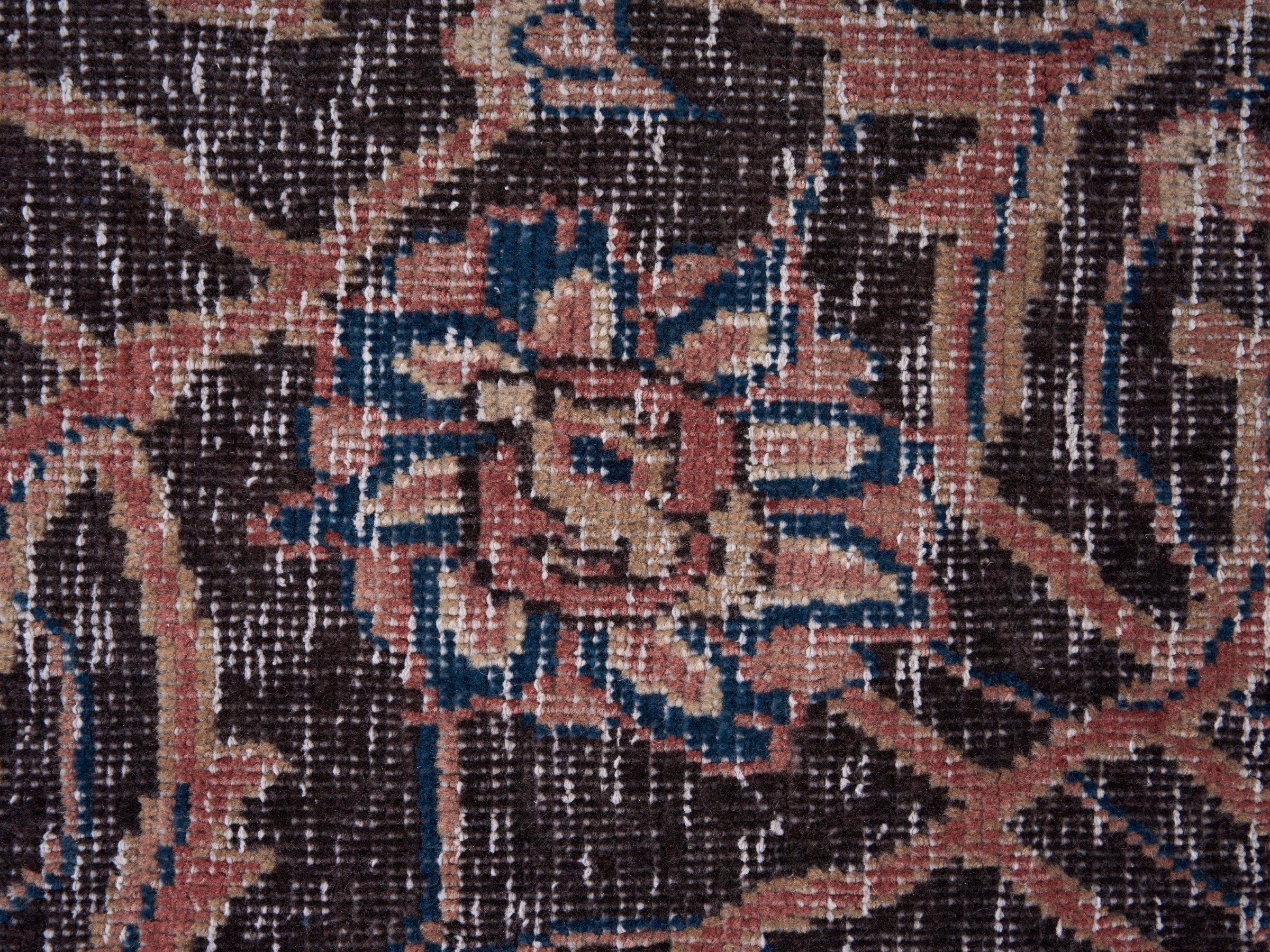 Persian Mahal runner rug in navy and rust, view 7 of 10