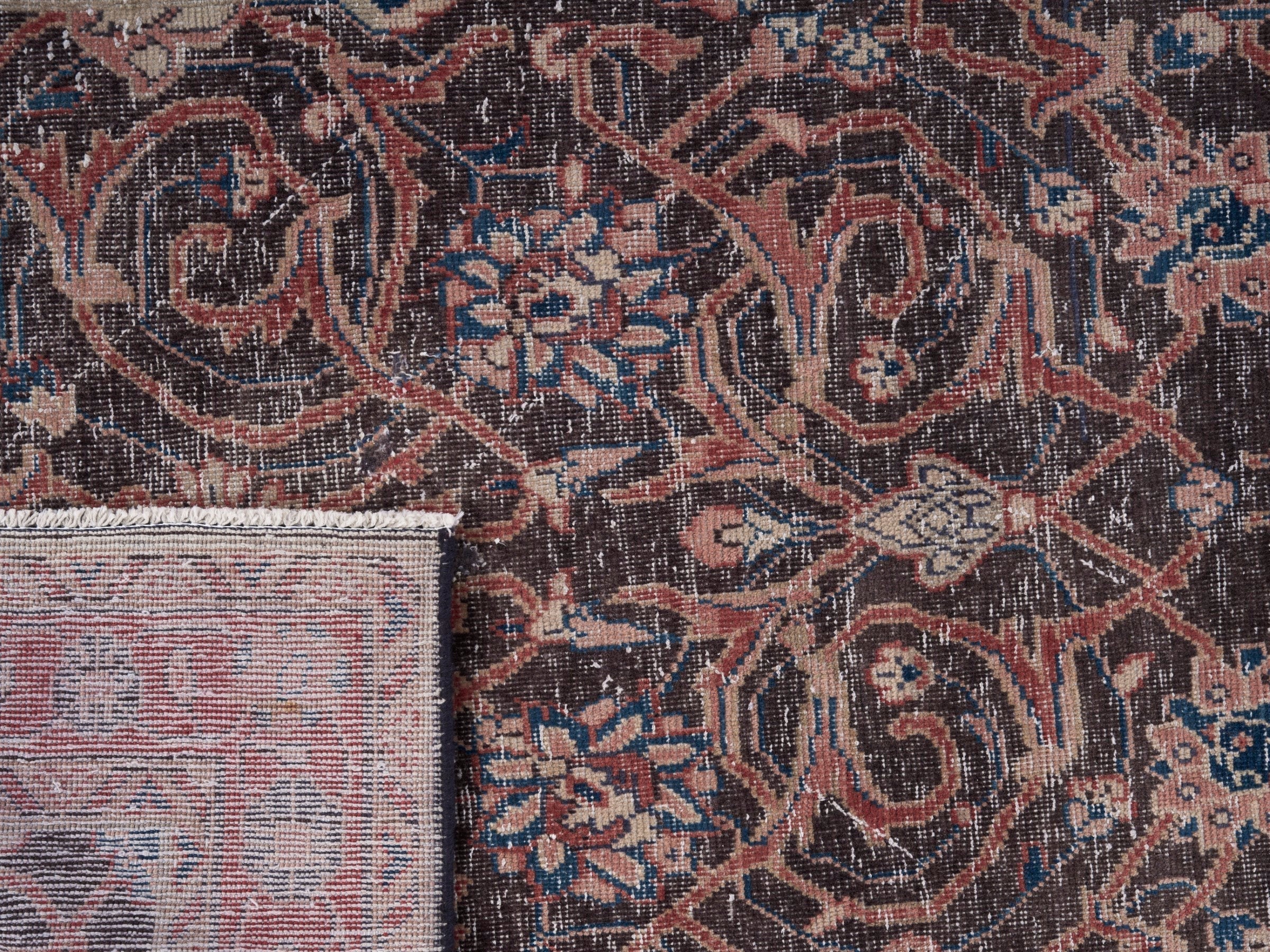 Persian Mahal runner rug in navy and rust, view 10 of 10