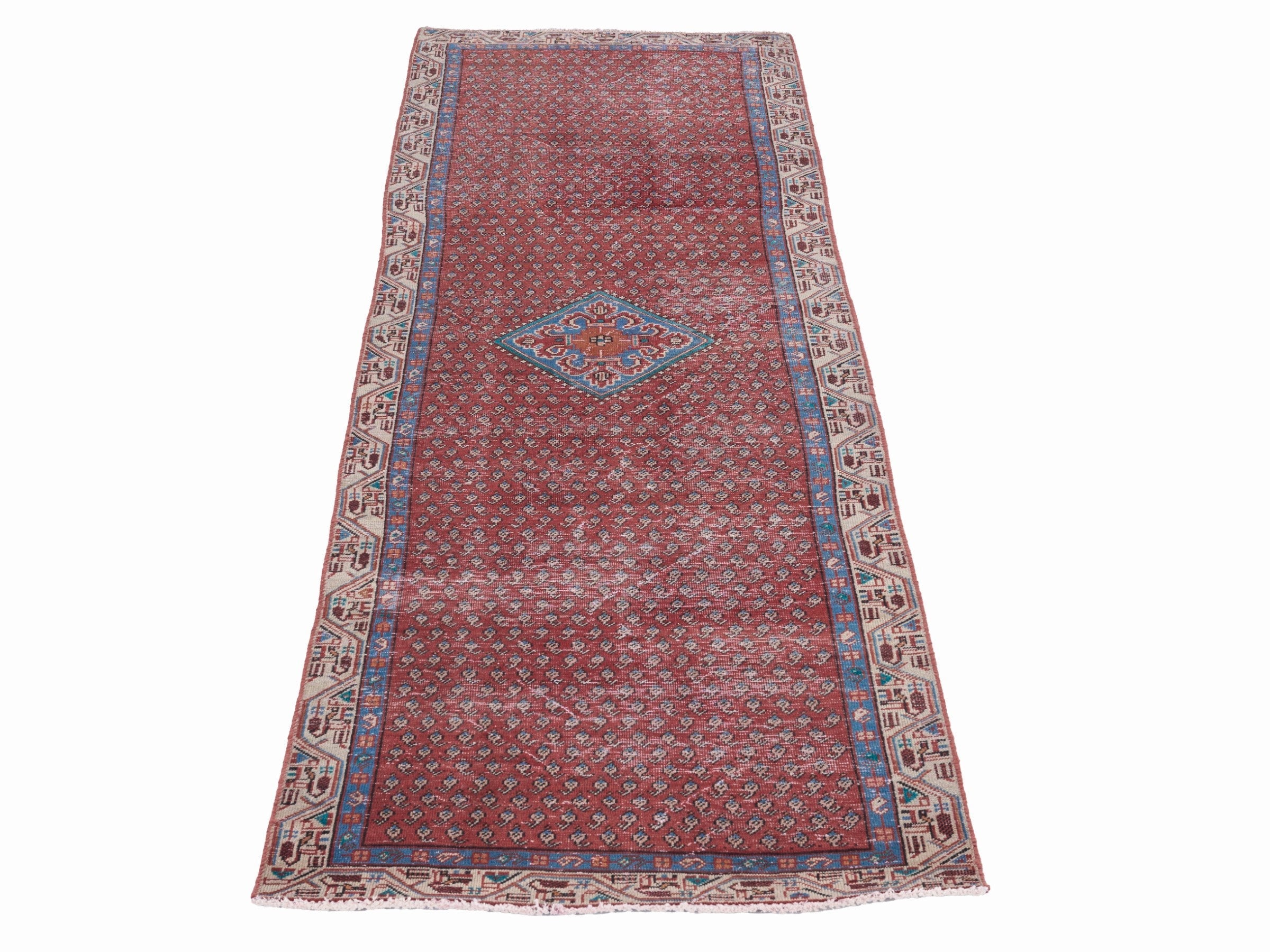 Persian Arak runner rug in burgundy and brick, view 2 of 10