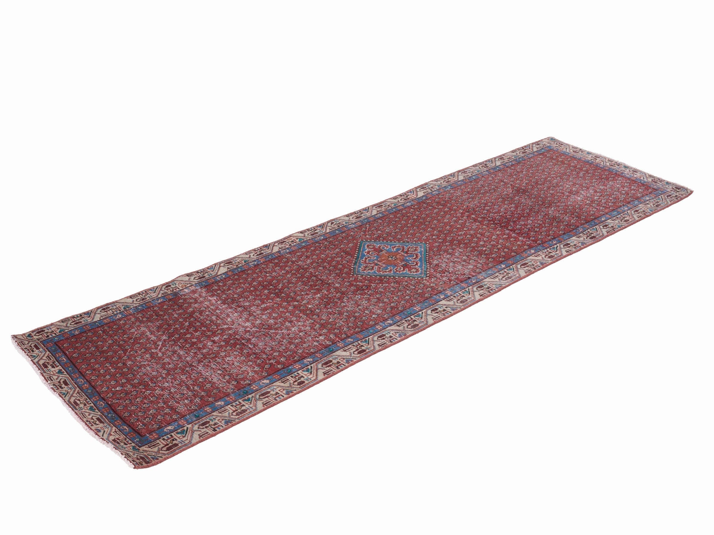 Persian Arak runner rug in burgundy and brick, view 3 of 10