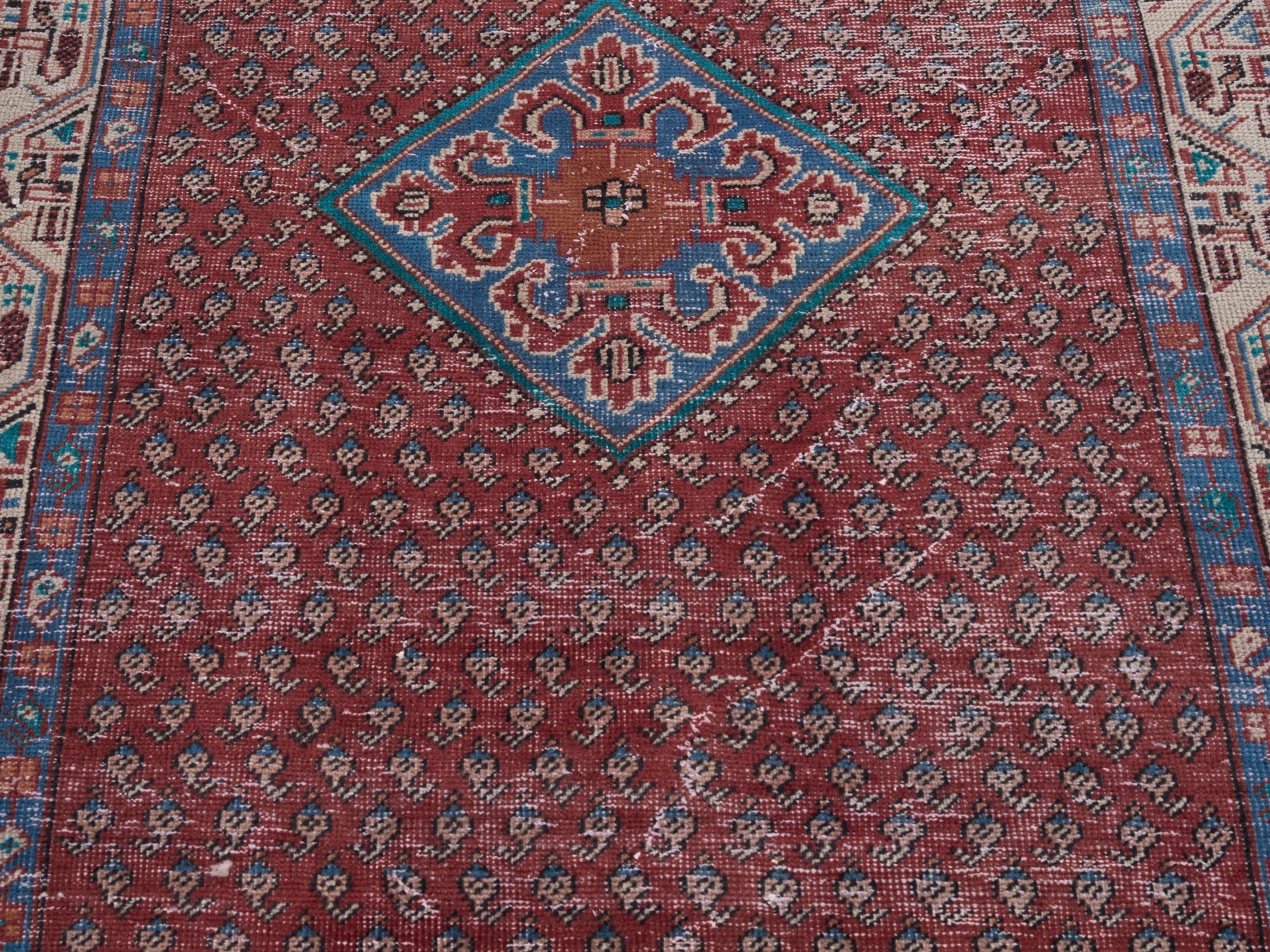 Persian Arak runner rug in burgundy and brick, view 4 of 10