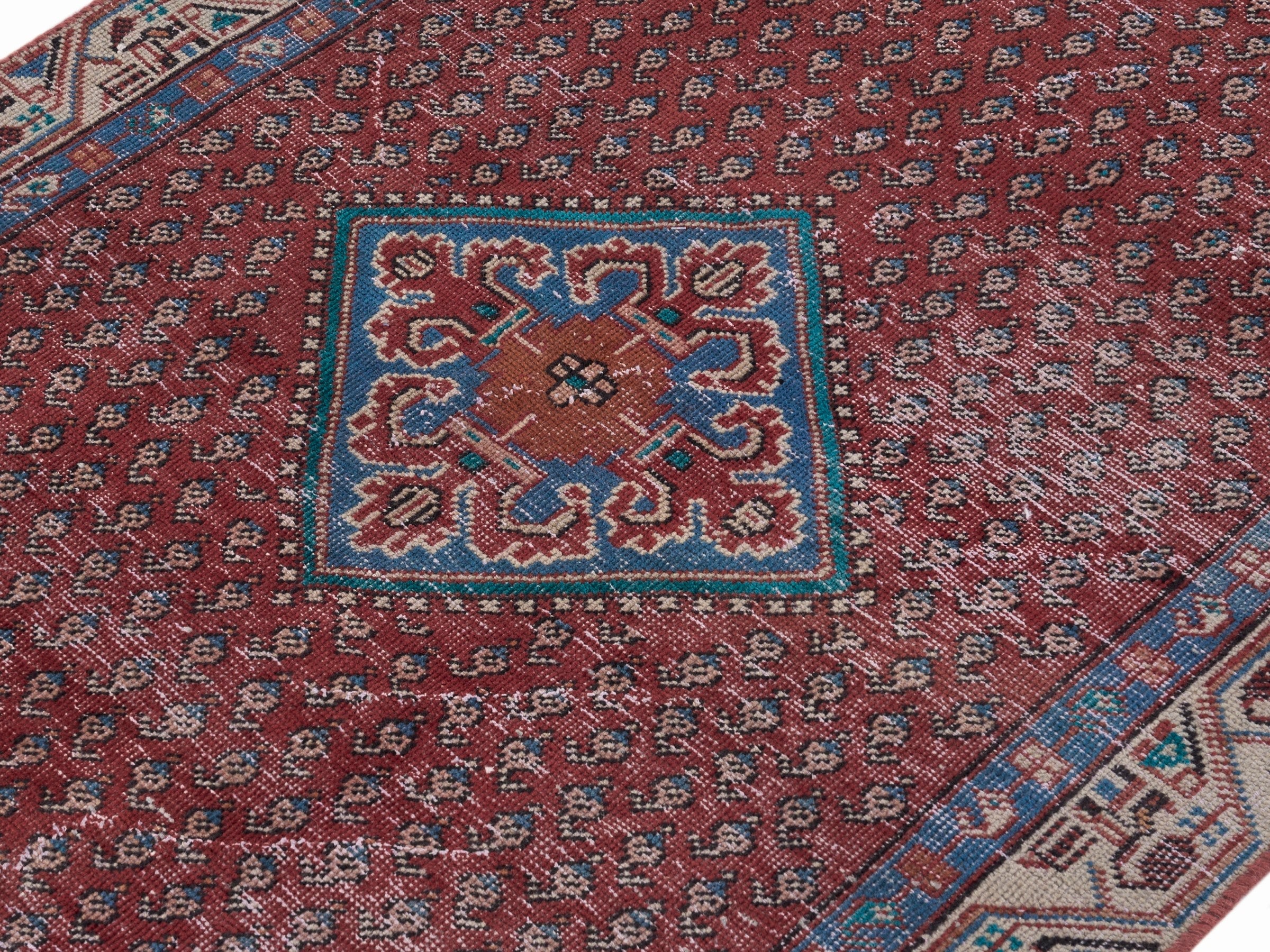 Persian Arak runner rug in burgundy and brick, view 5 of 10