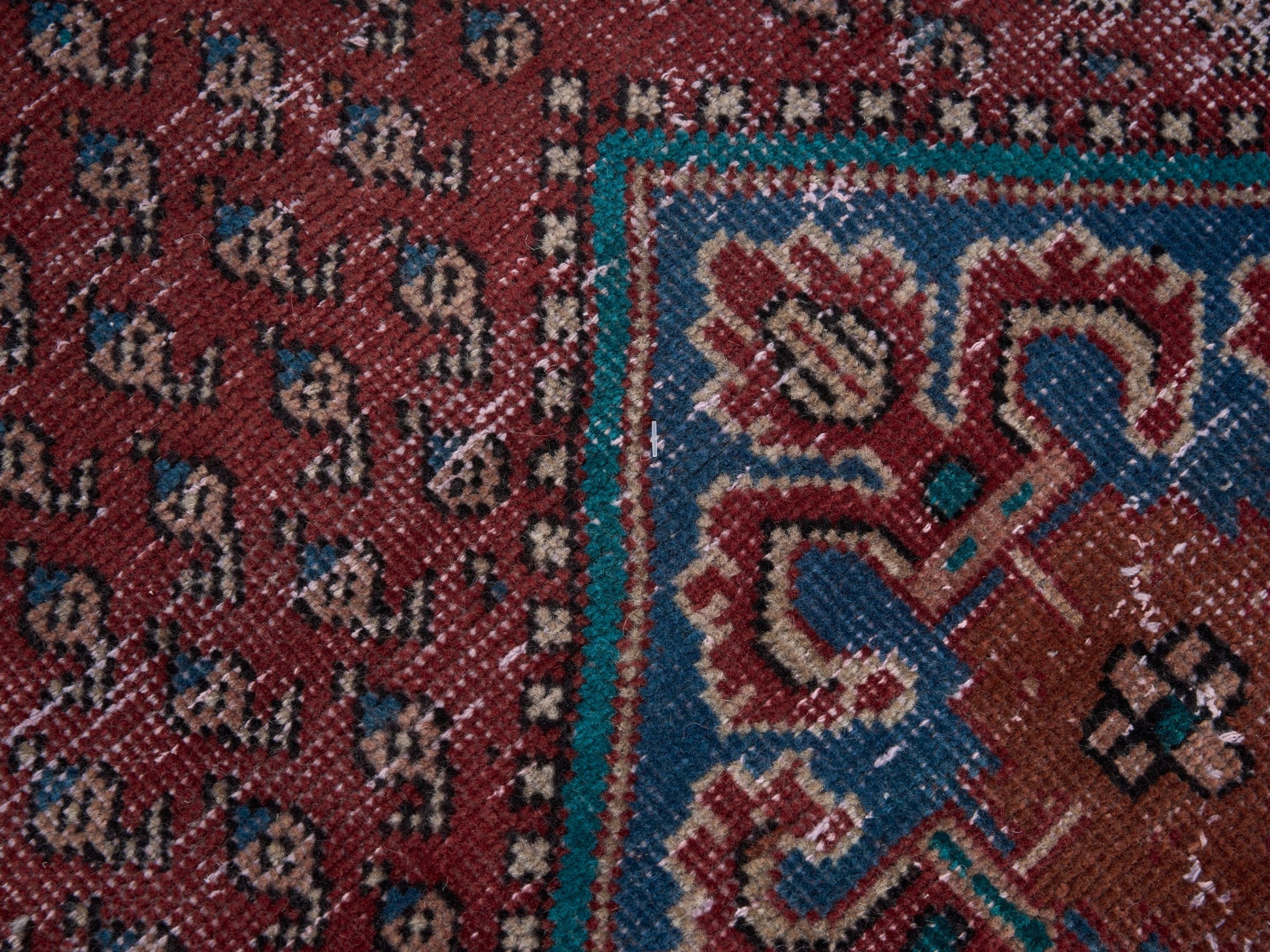 Persian Arak runner rug in burgundy and brick, view 7 of 10