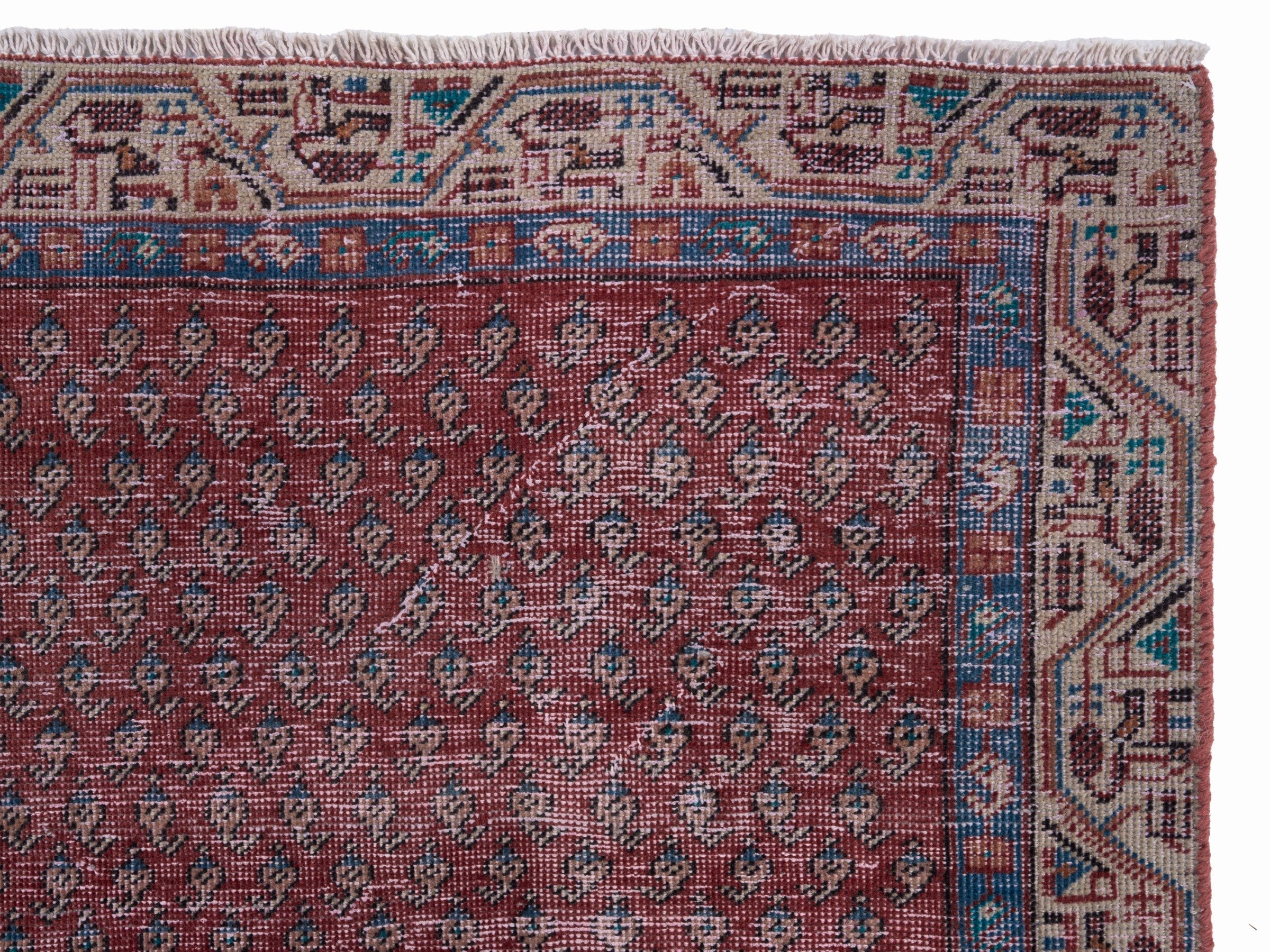 Persian Arak runner rug in burgundy and brick, view 8 of 10
