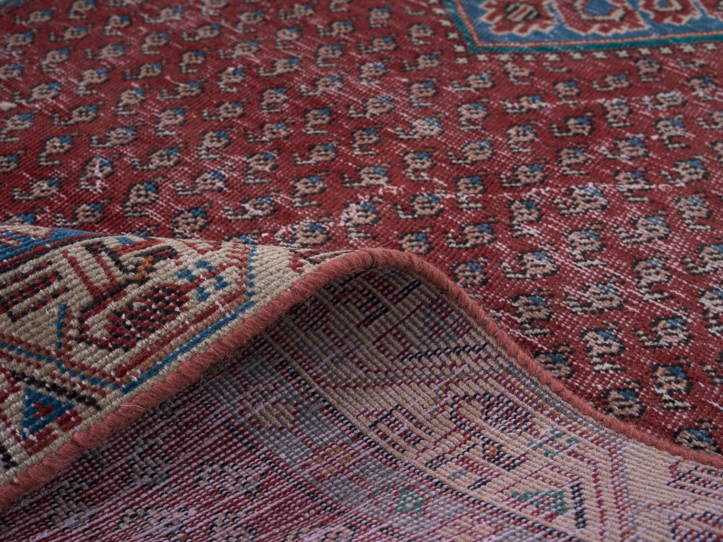 Persian Arak runner rug in burgundy and brick, view 9 of 10