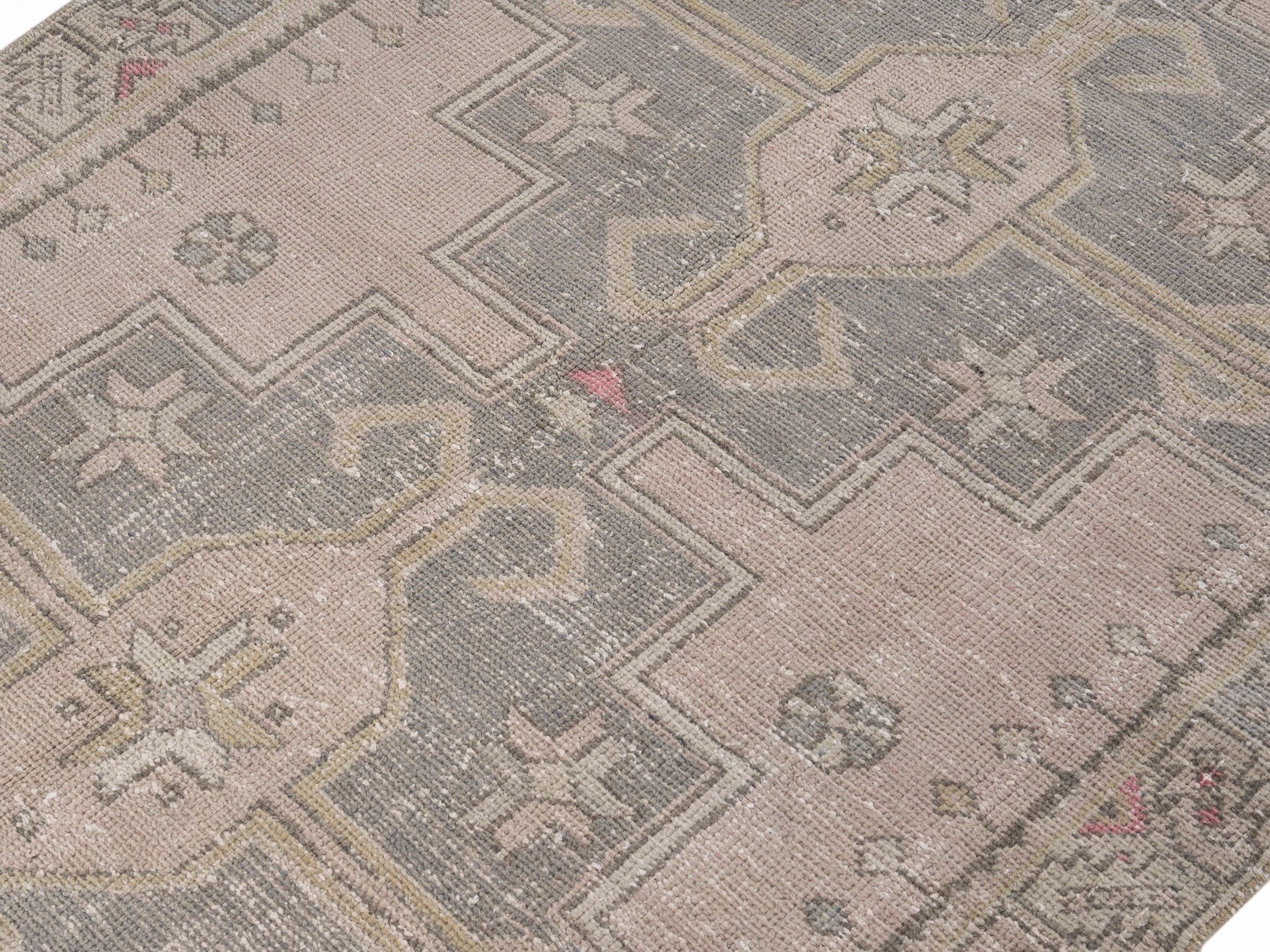 Turkish Anatolian area rug in stone and sage, view 5 of 10