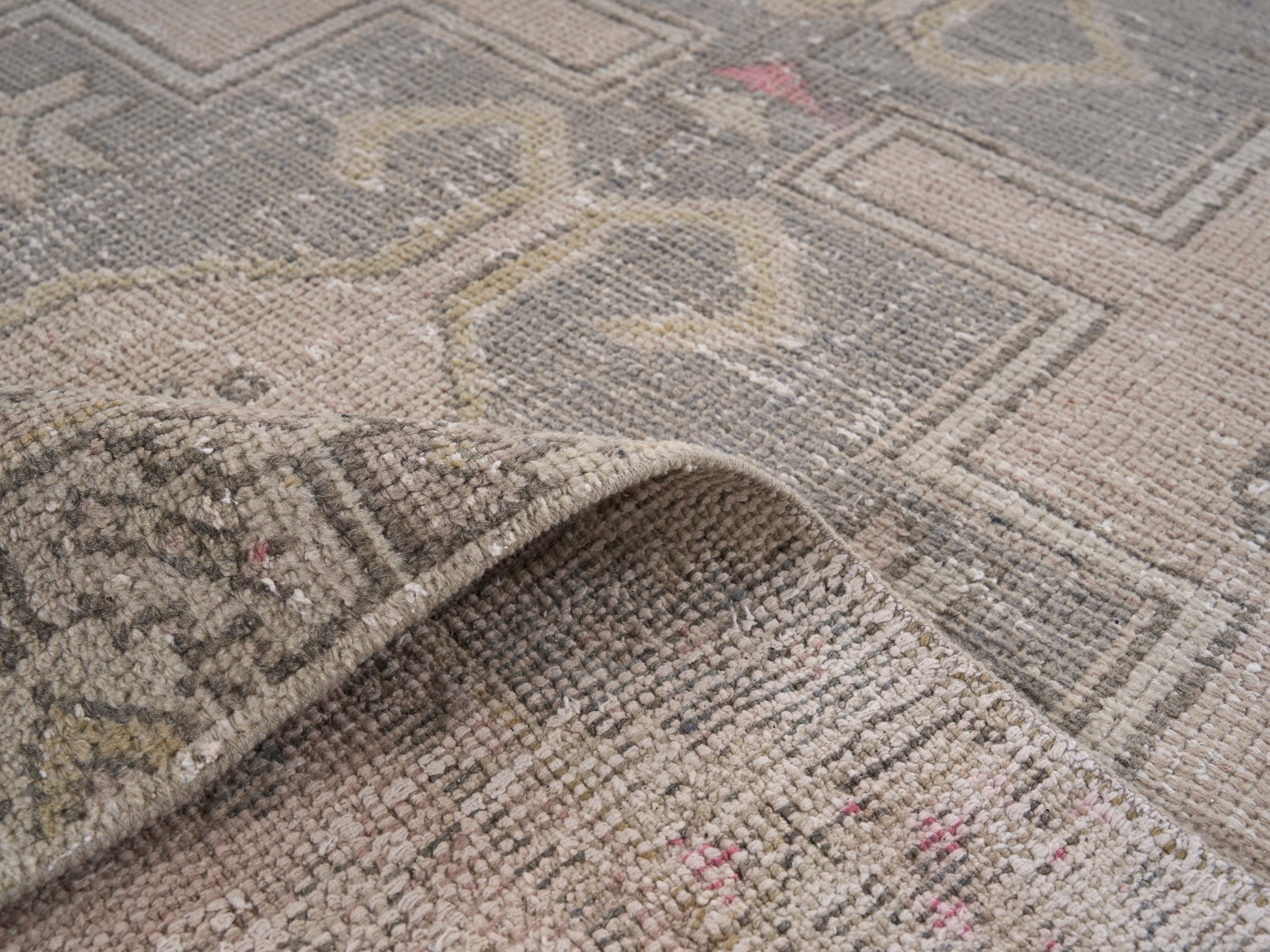 Turkish Anatolian area rug in stone and sage, view 9 of 10