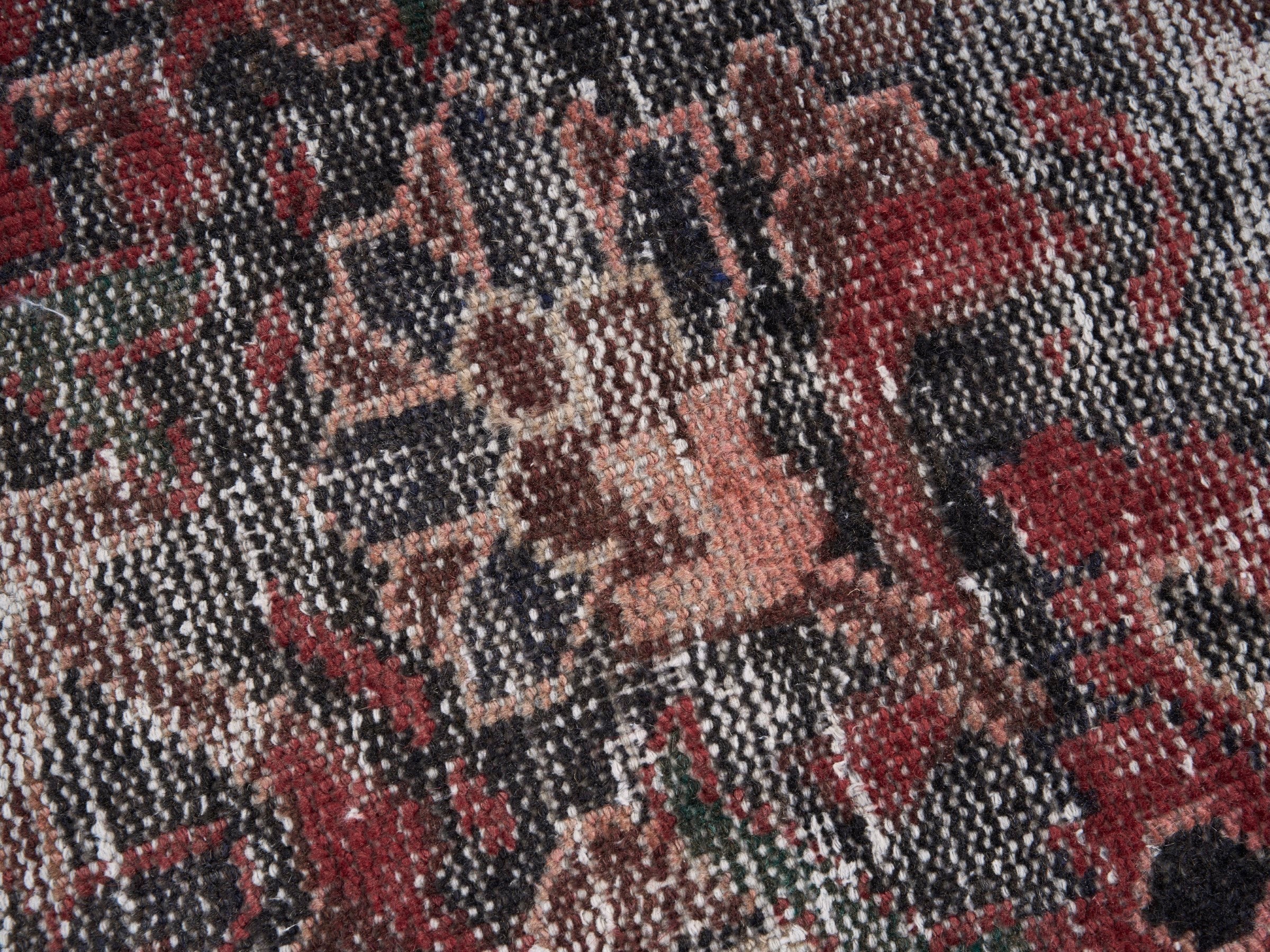 Persian Ferdos area rug in light gray and deep red, view 7 of 10