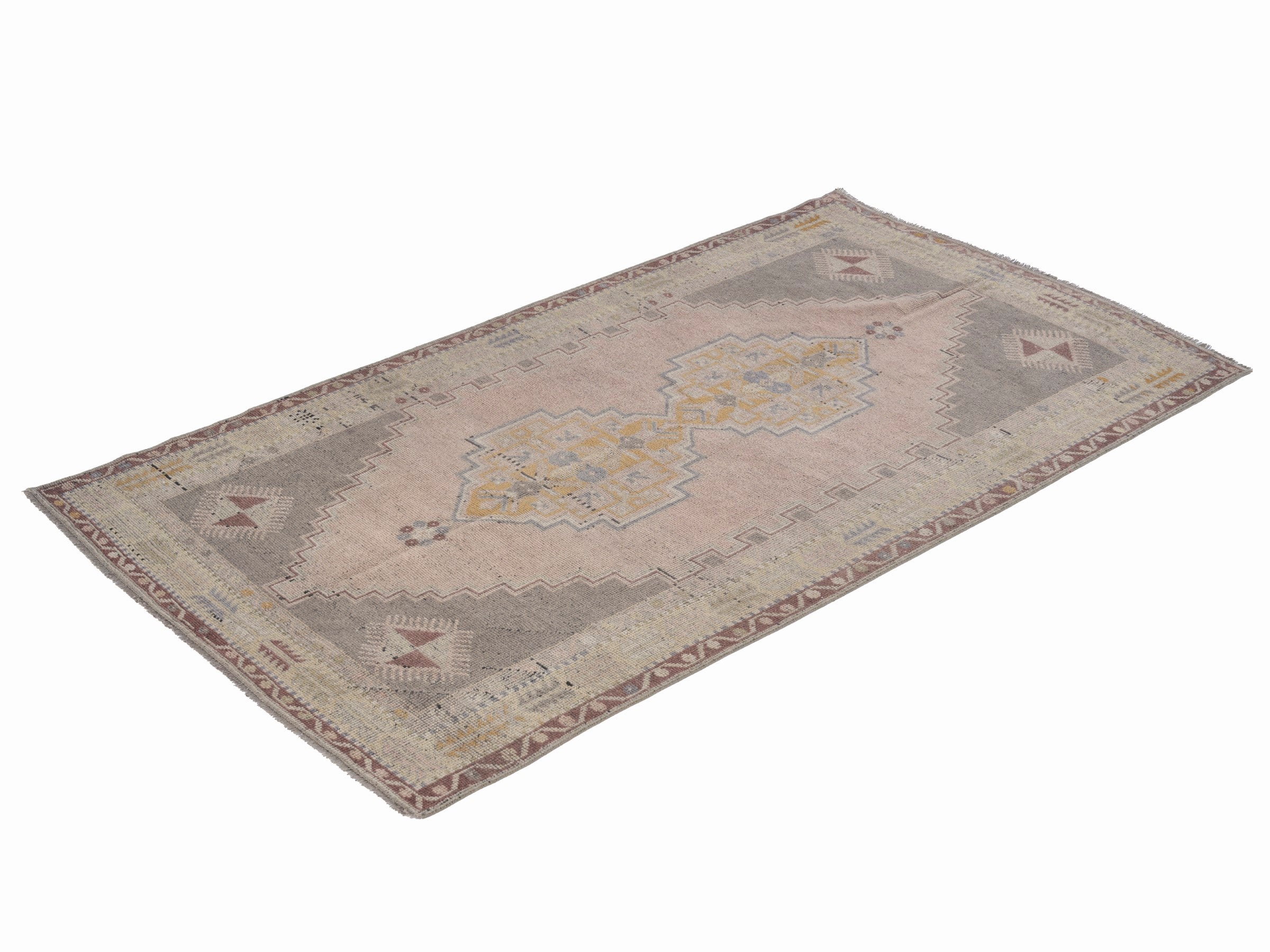 Turkish Anatolian area rug in taupe and greige, view 3 of 10
