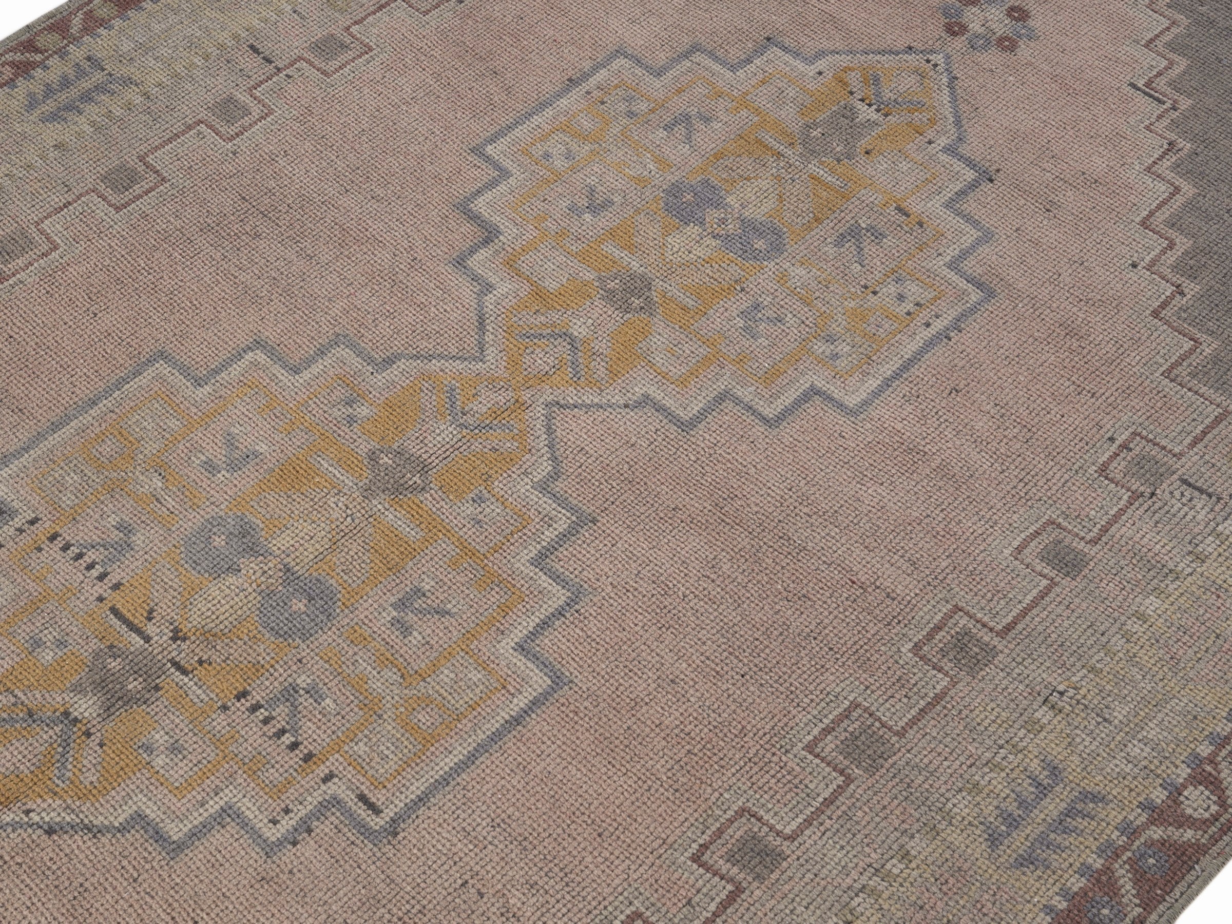 Turkish Anatolian area rug in taupe and greige, view 5 of 10