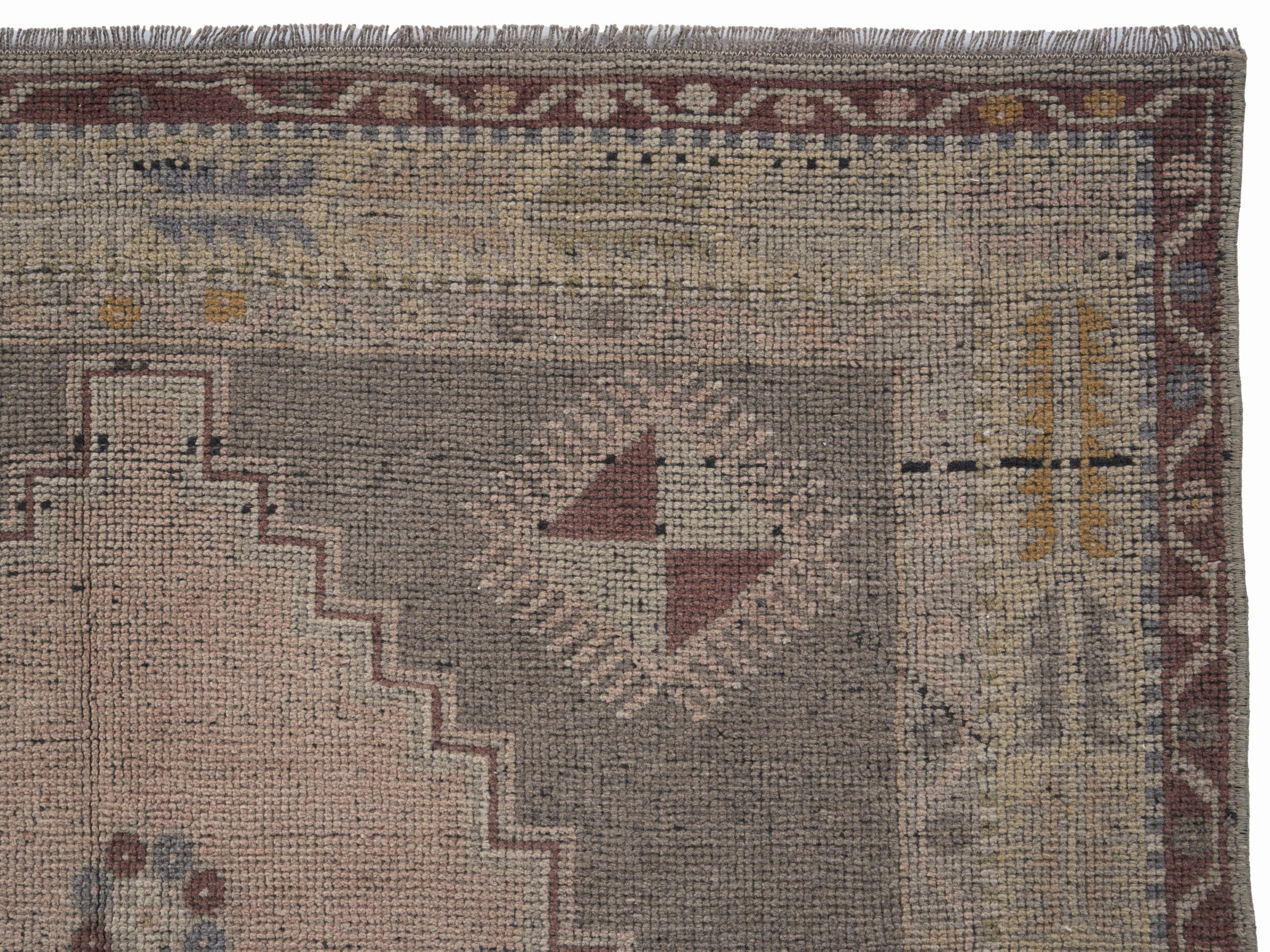 Turkish Anatolian area rug in taupe and greige, view 8 of 10