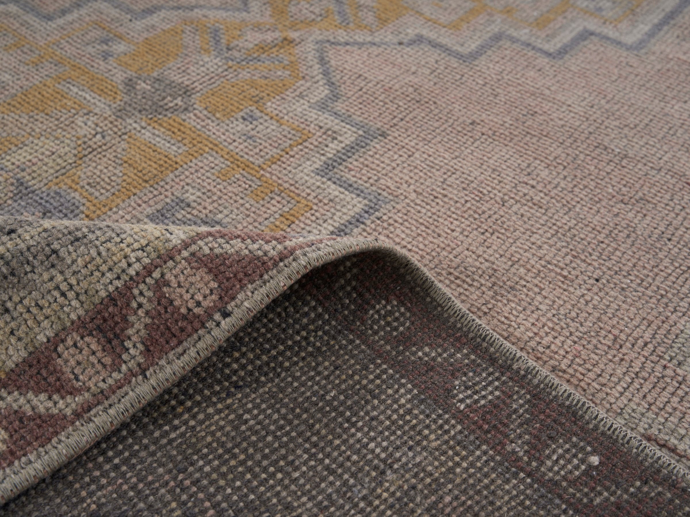 Turkish Anatolian area rug in taupe and greige, view 9 of 10