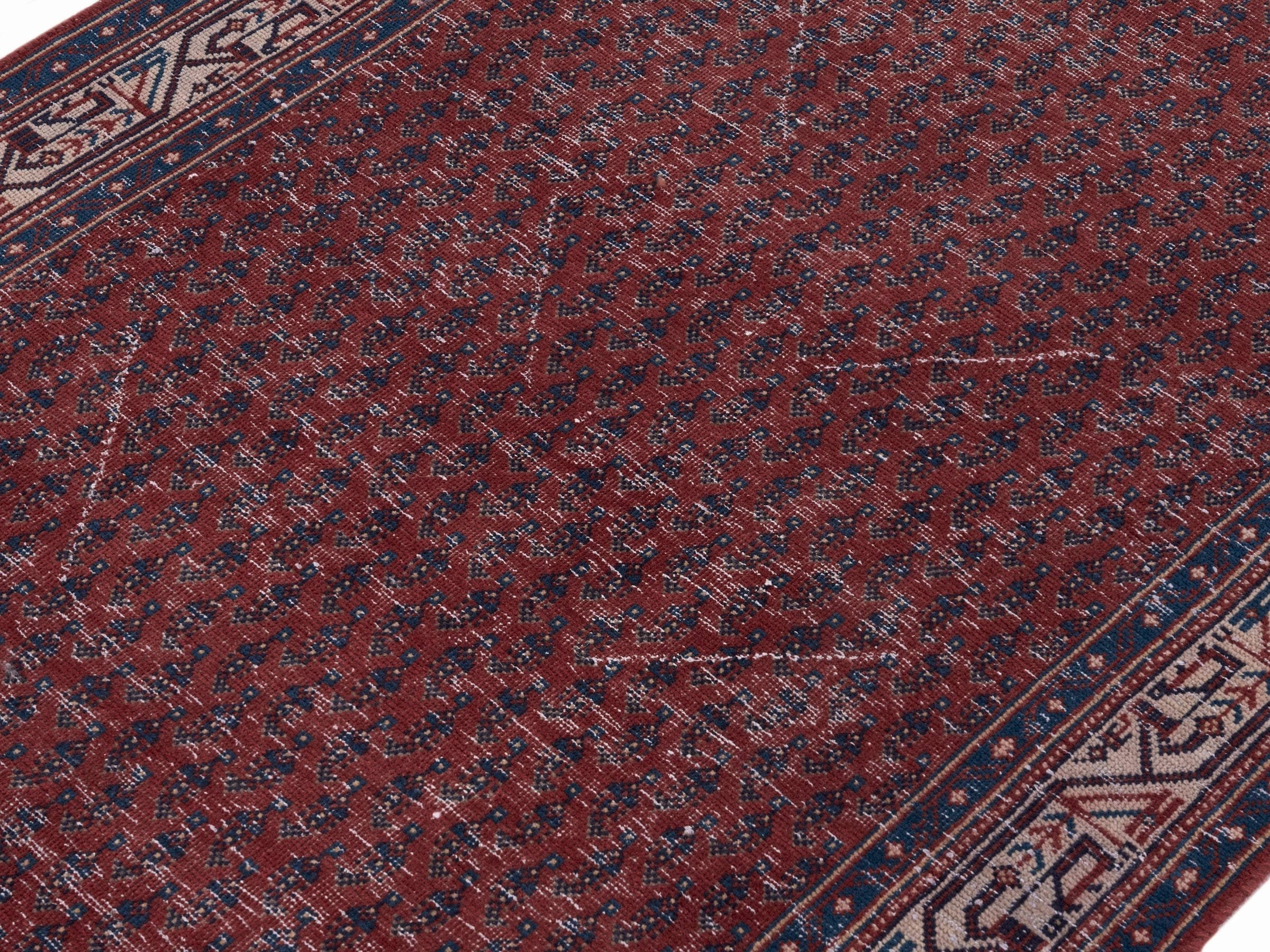 Persian Arak runner rug in burgundy and faded red, view 5 of 10