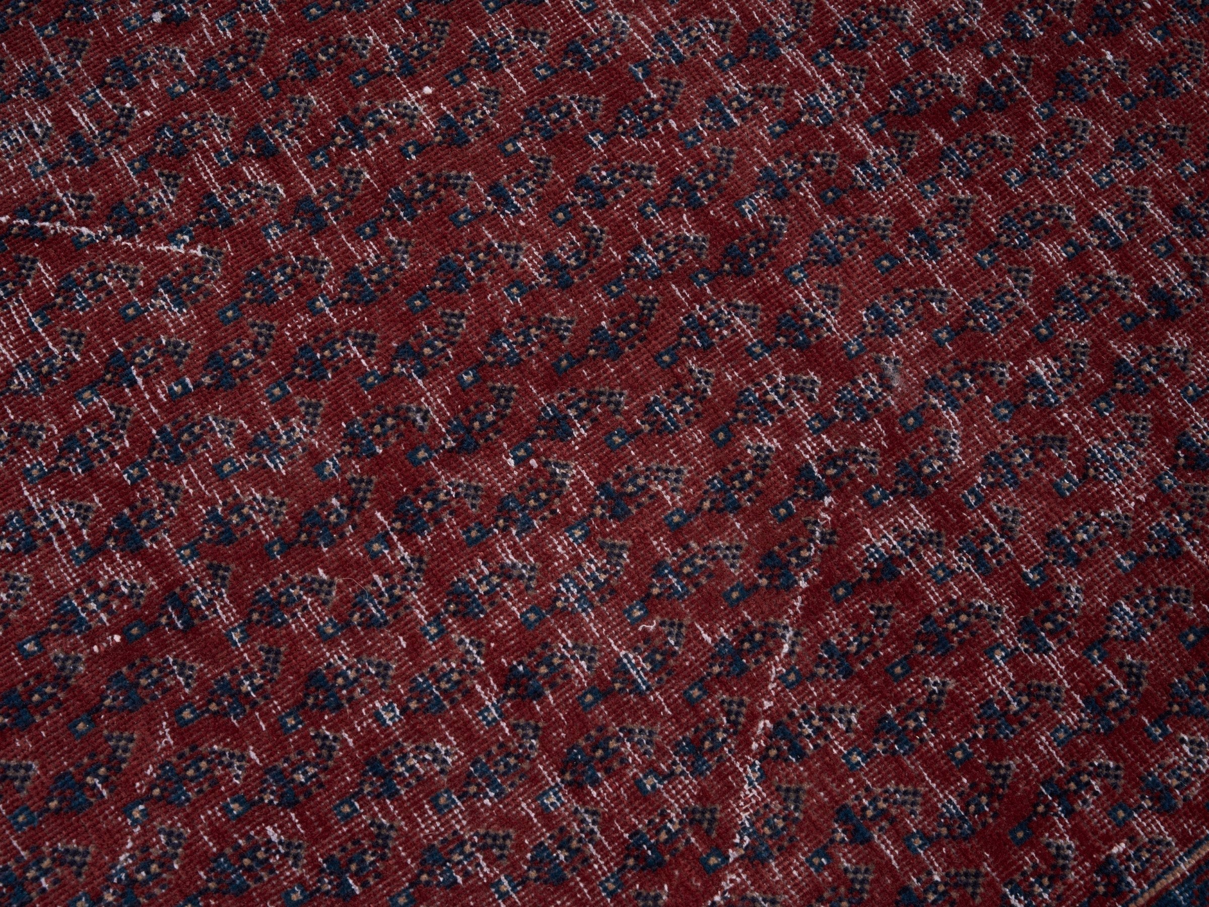 Persian Arak runner rug in burgundy and faded red, view 7 of 10