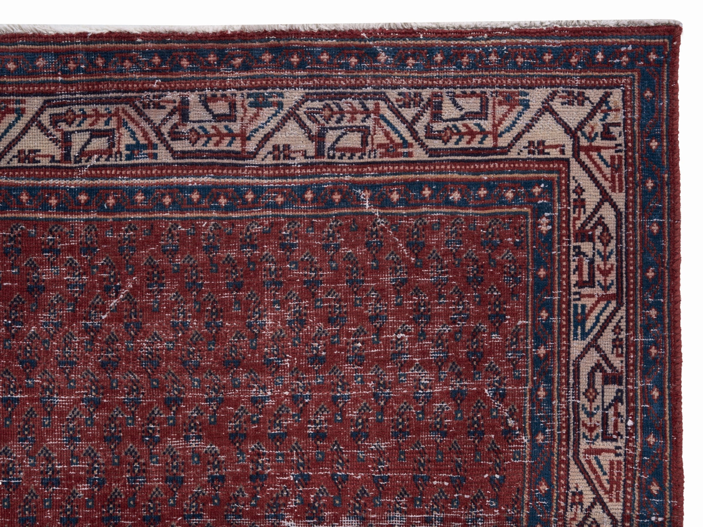 Persian Arak runner rug in burgundy and faded red, view 8 of 10