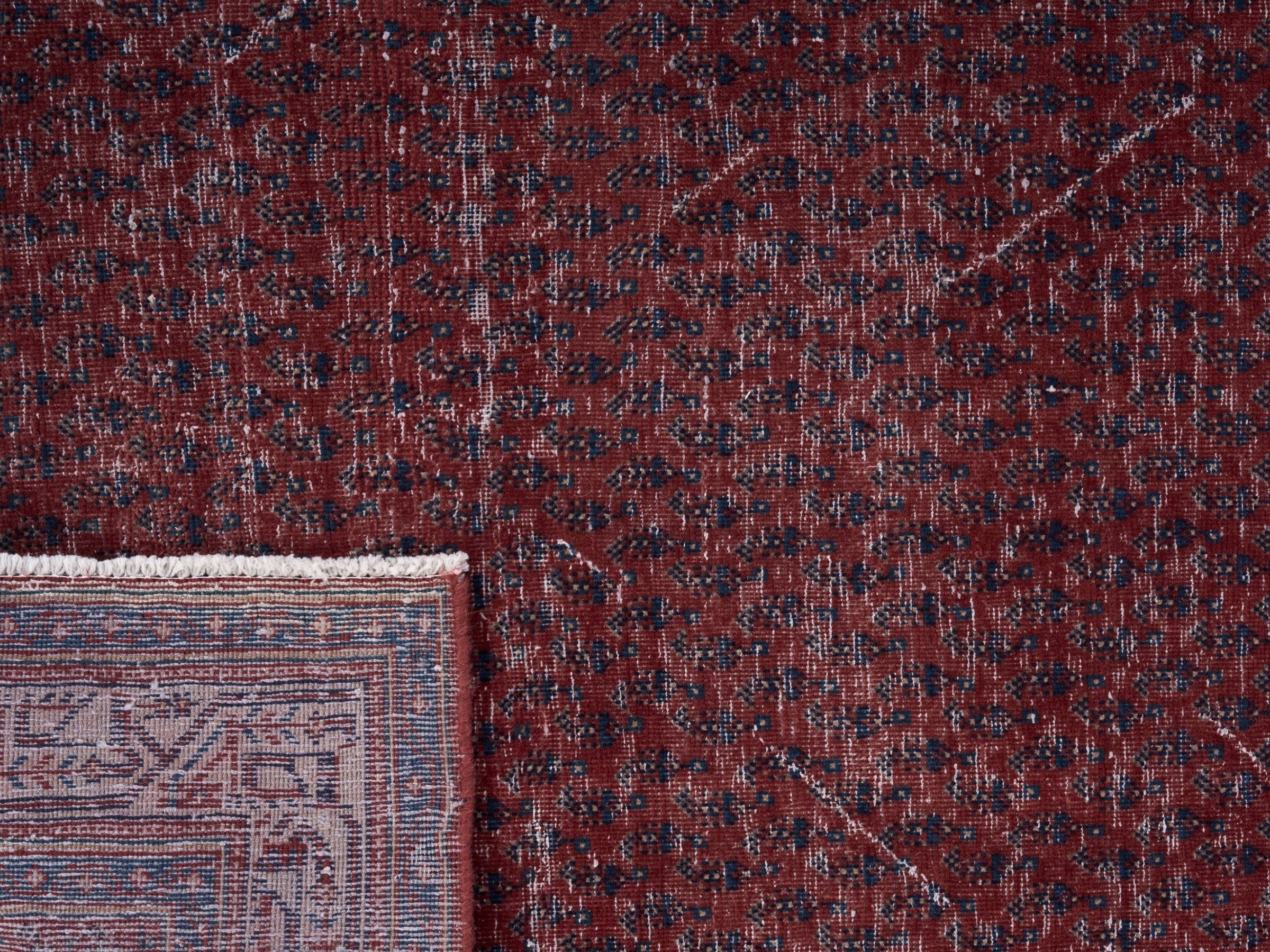 Persian Arak runner rug in burgundy and faded red, view 10 of 10