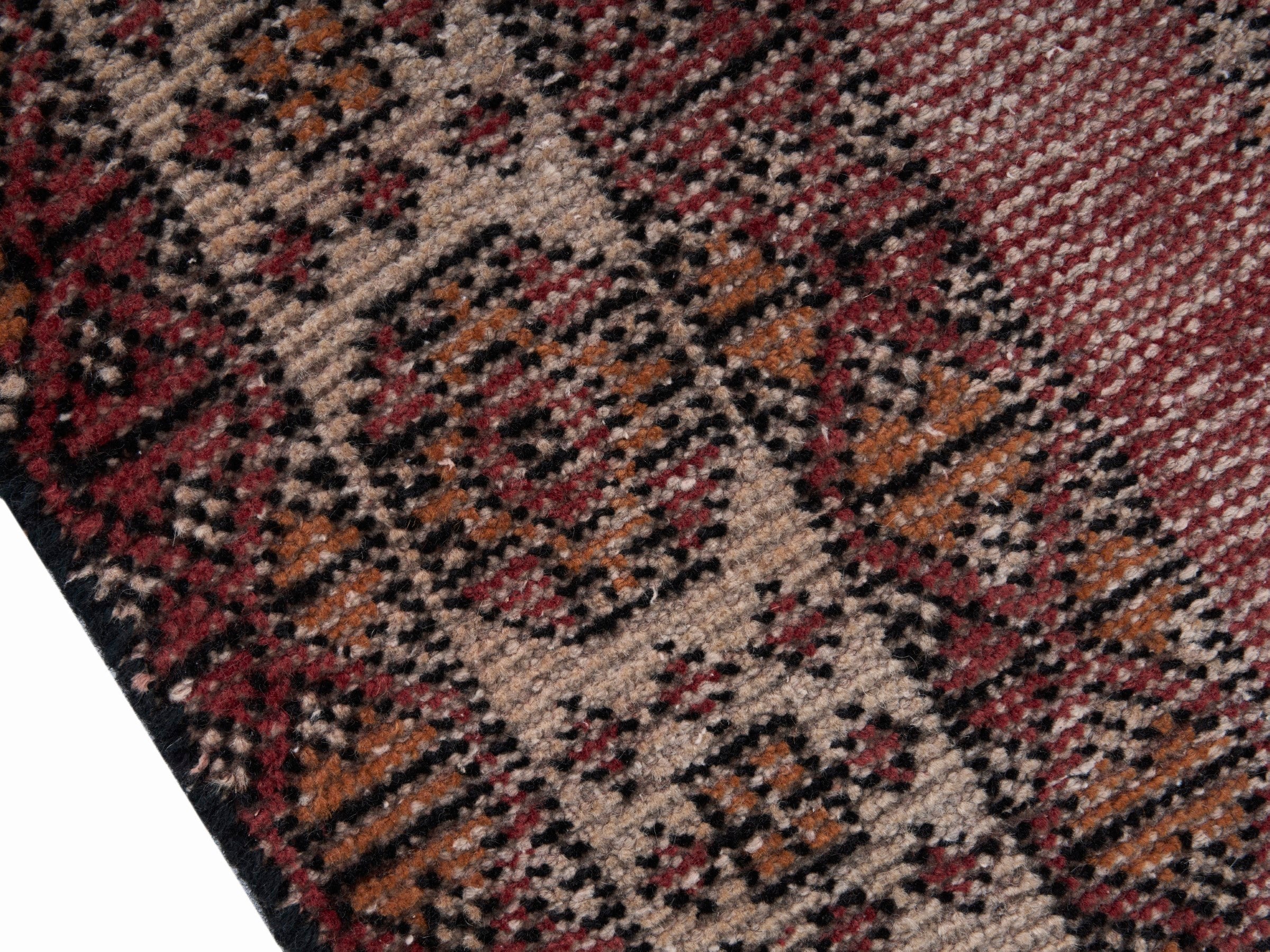 Persian Ferdos area rug in faded red and cream, view 6 of 10