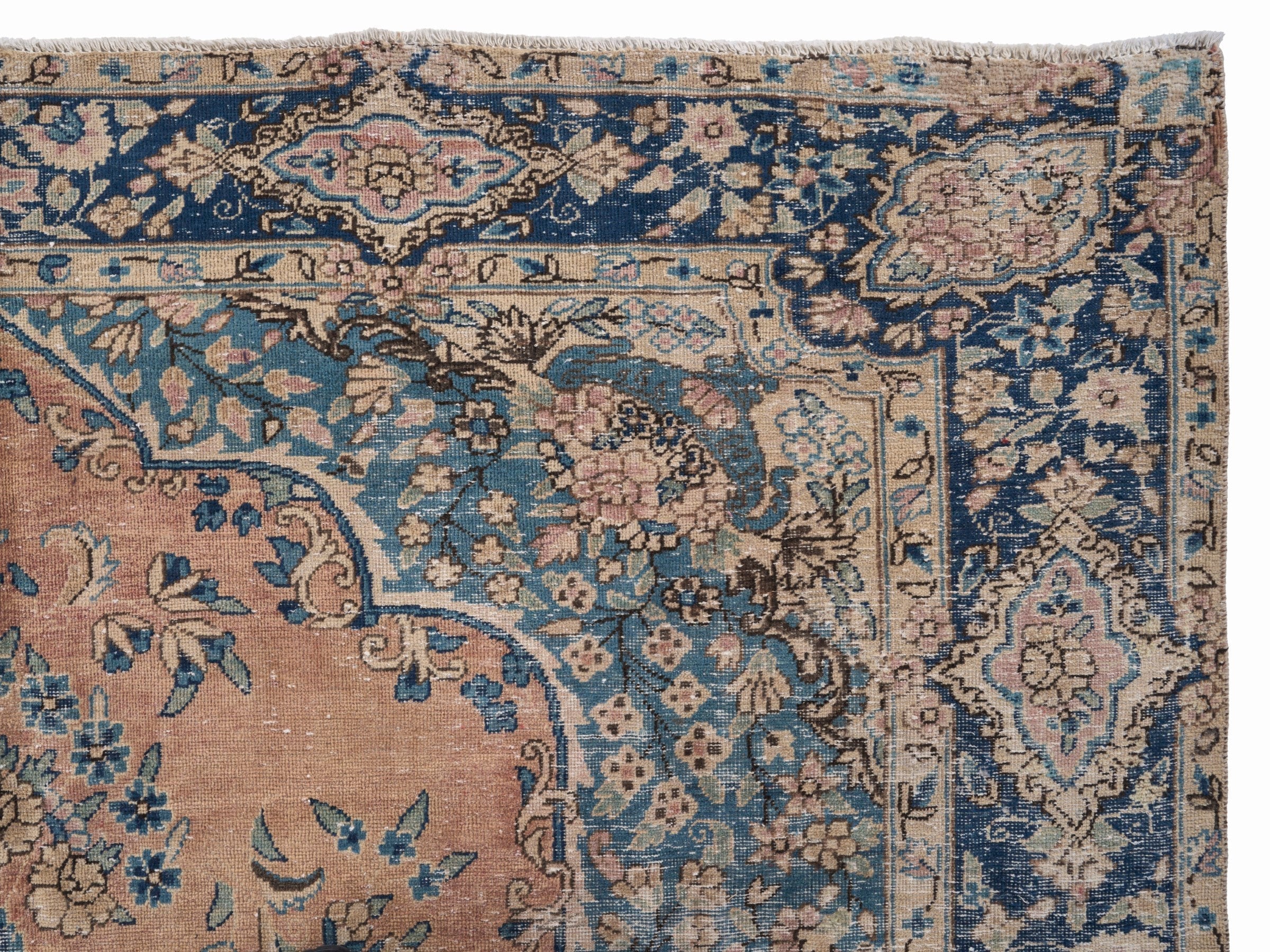 Persian Kerman oversized rug in terracotta and navy, view 13 of 15