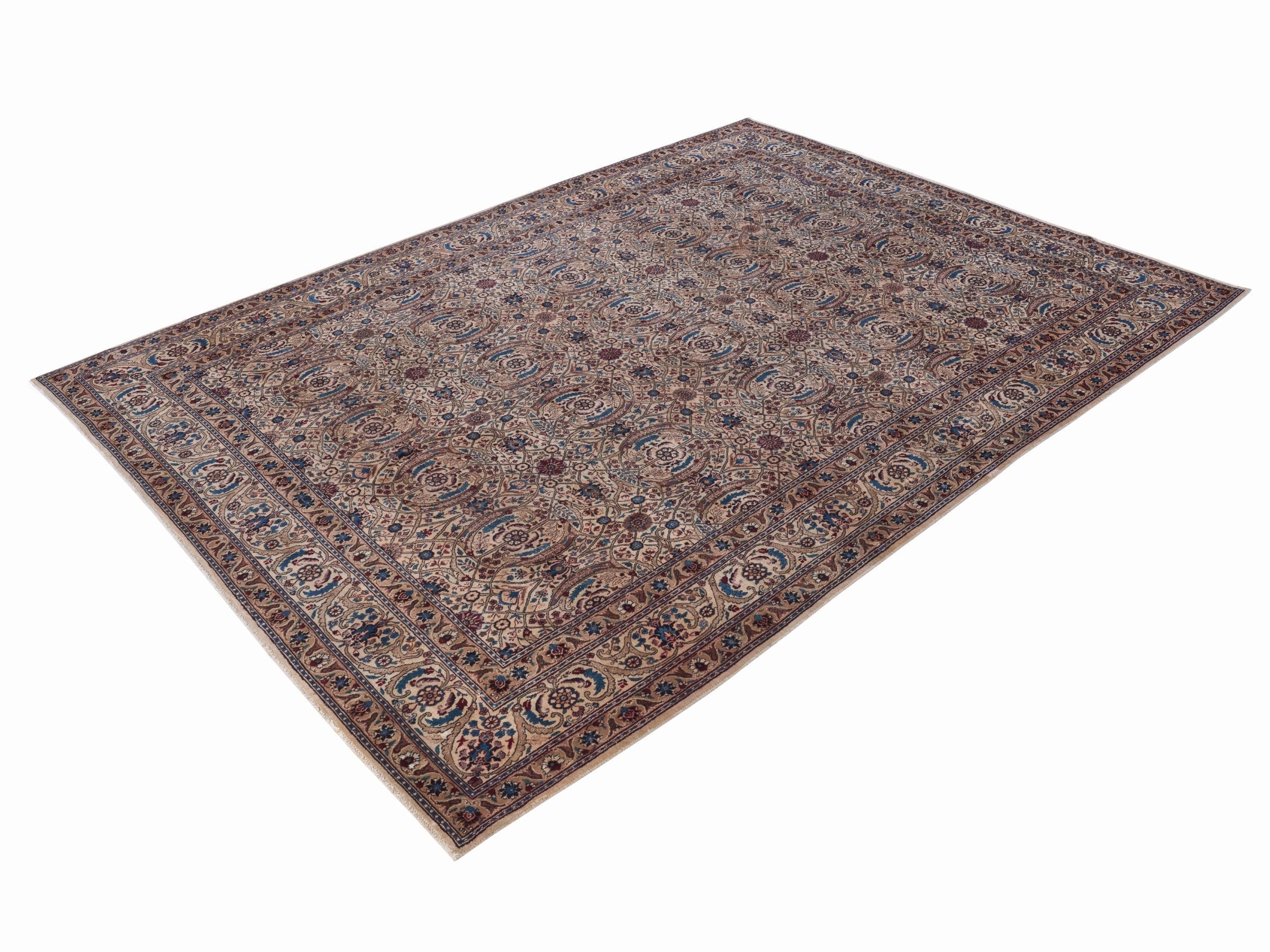 Persian Birjand oversized rug in taupe and rust, view 3 of 15